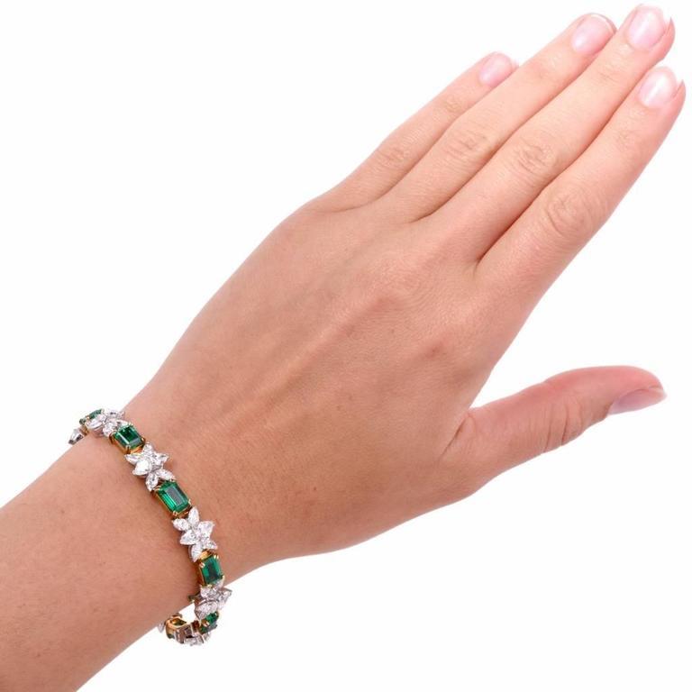 Kolumbianisches Smaragd-Diamant-Platin-Gold-Armband 2