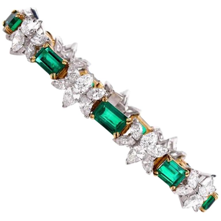 Kolumbianisches Smaragd-Diamant-Platin-Gold-Armband