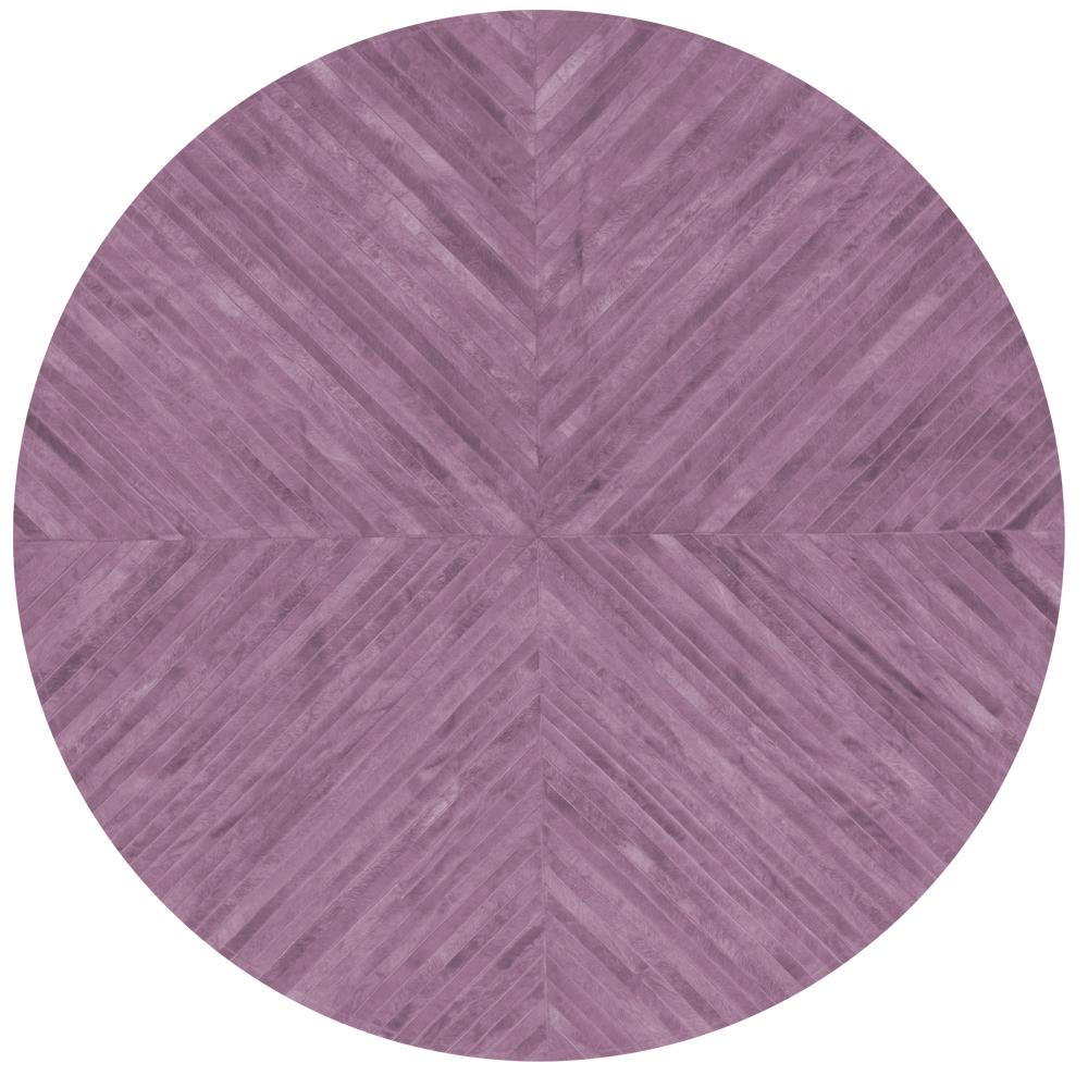 Hand-Knotted Stunning Colored Round La Quinta Amethyst Cowhide Rug by Art Hide For Sale
