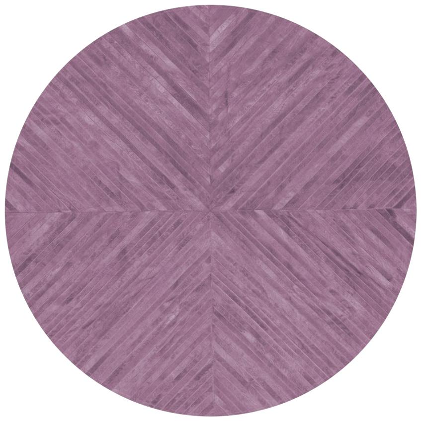 Stunning Colored Round La Quinta Amethyst Cowhide Rug by Art Hide For Sale