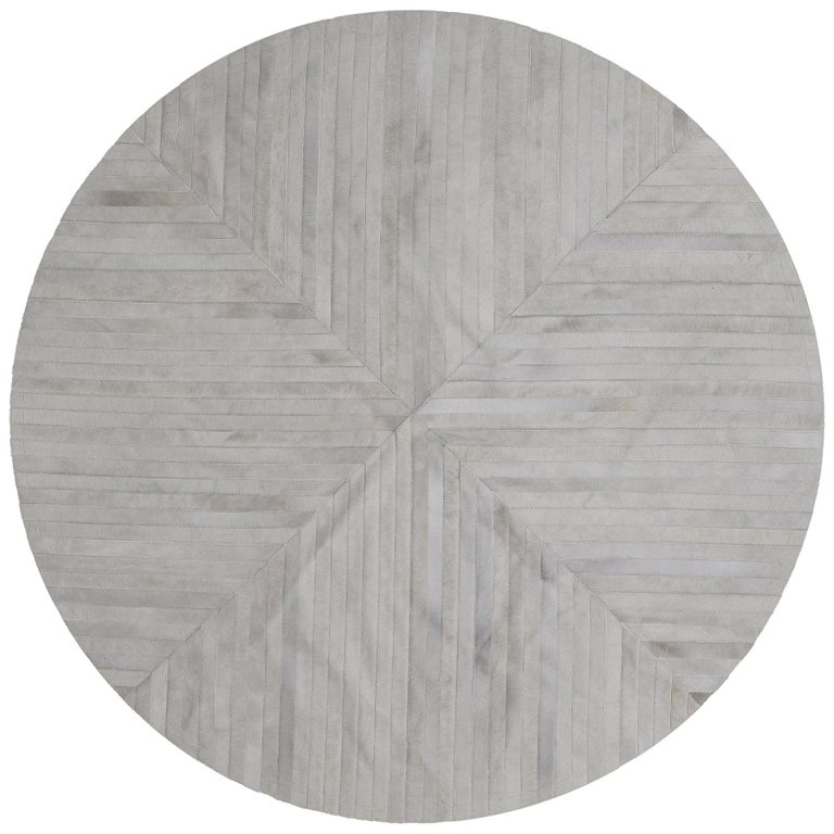 Stunning Colored Round La Quinta Grey Cowhide Rug By Art Hide For