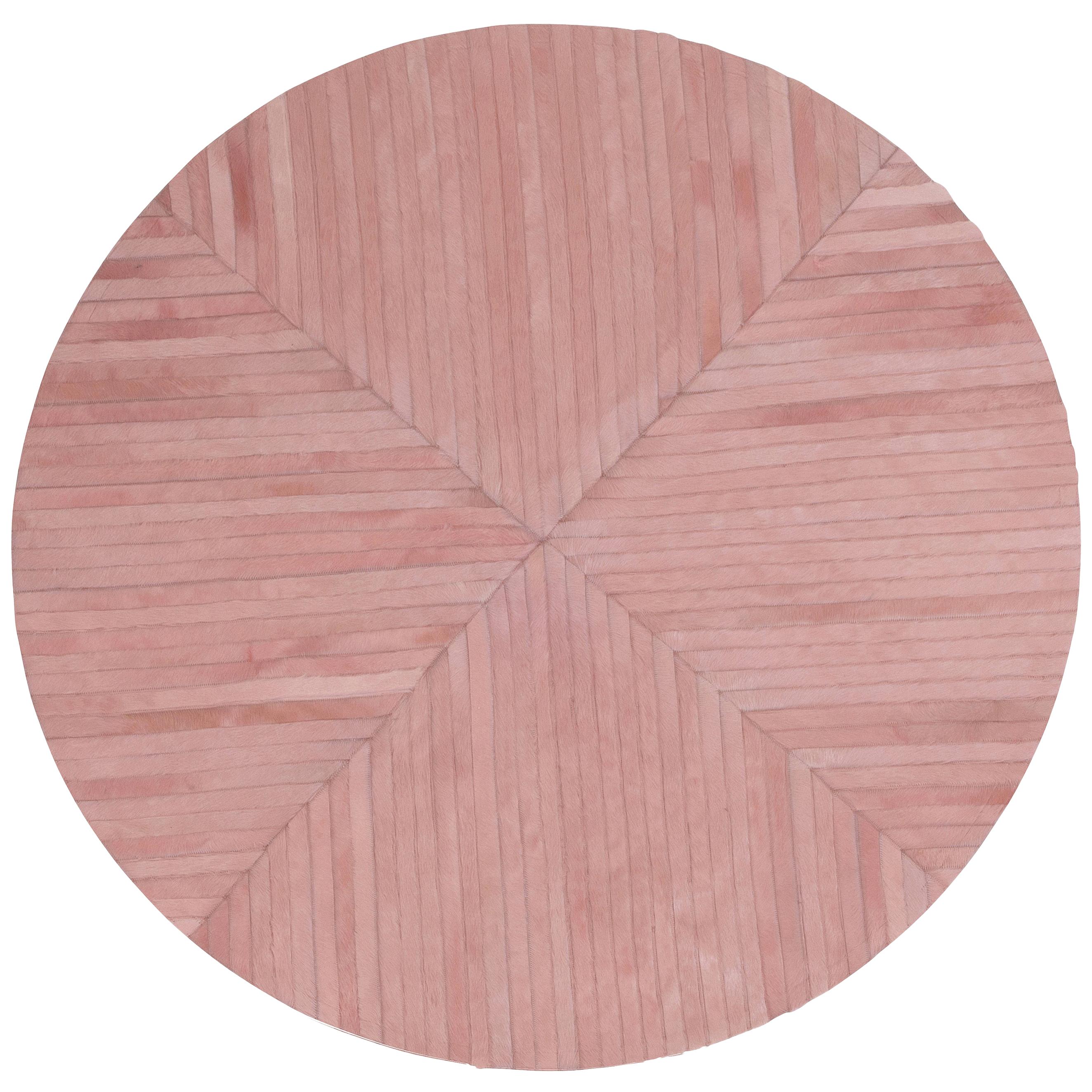 Stunning Colored Round La Quinta Pink Cowhide Rug by Art Hide For Sale