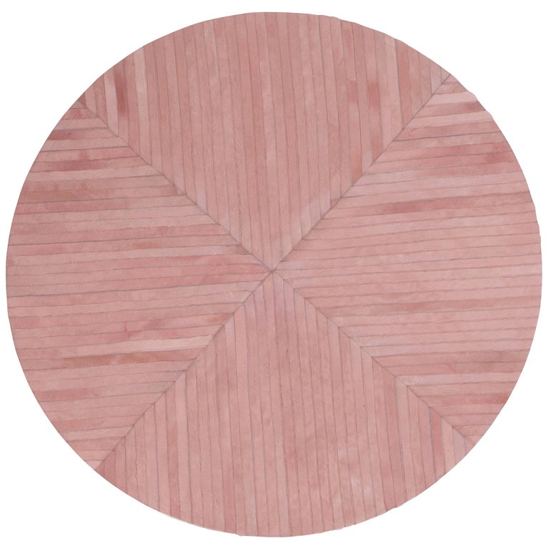 Stunning Colored Round La Quinta Pink Cowhide Rug By Art Hide For
