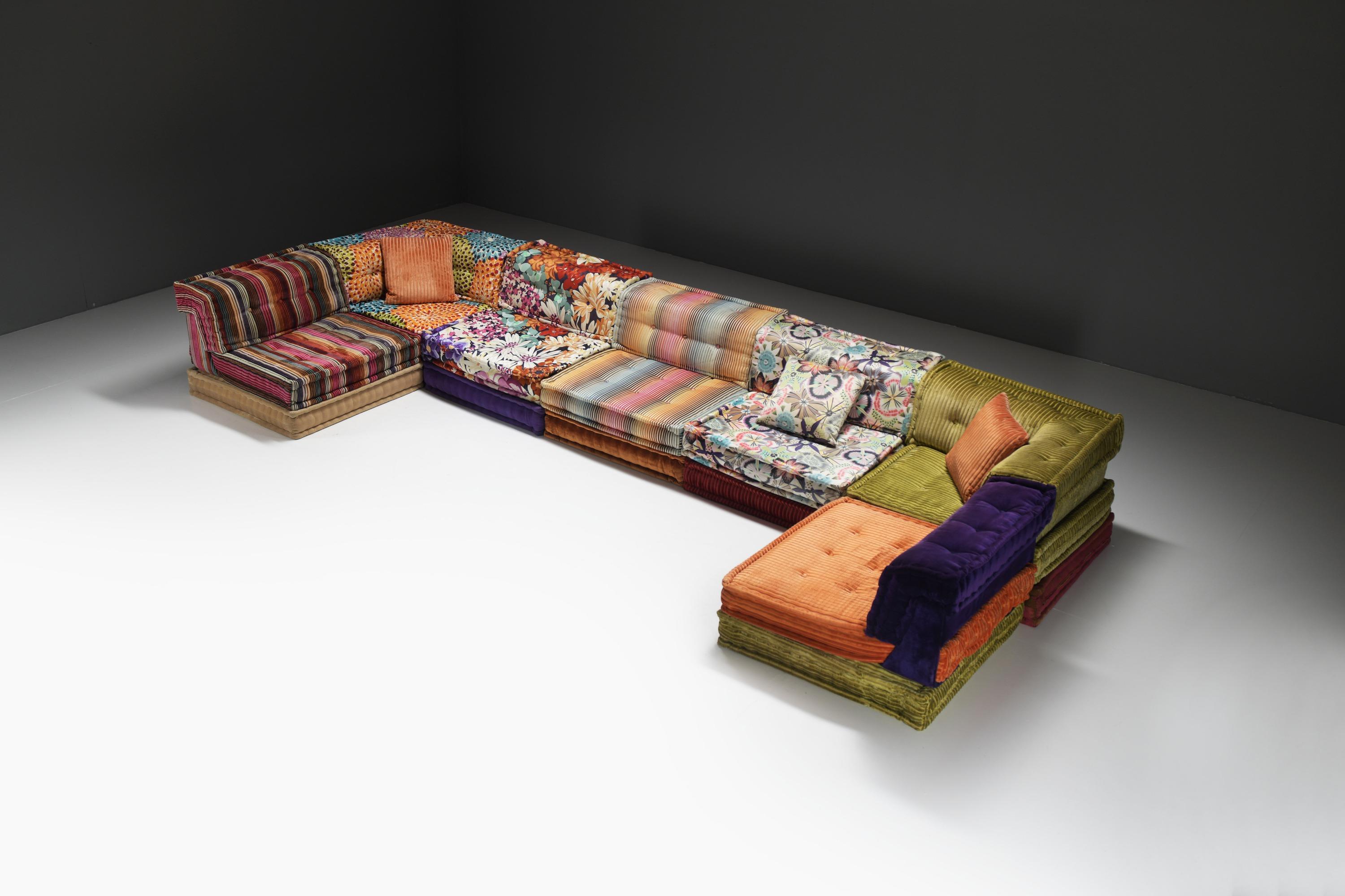 Stupendo tessuto colorato Mah Jong Missoni di Hans Hopfer per Roche Bobois France in vendita 2