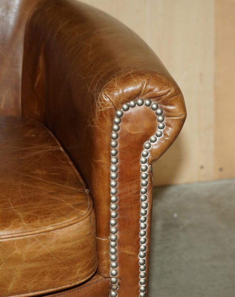Stunning Comfortable Vintage Heritage Aged Brown Leather Club Armchair ...