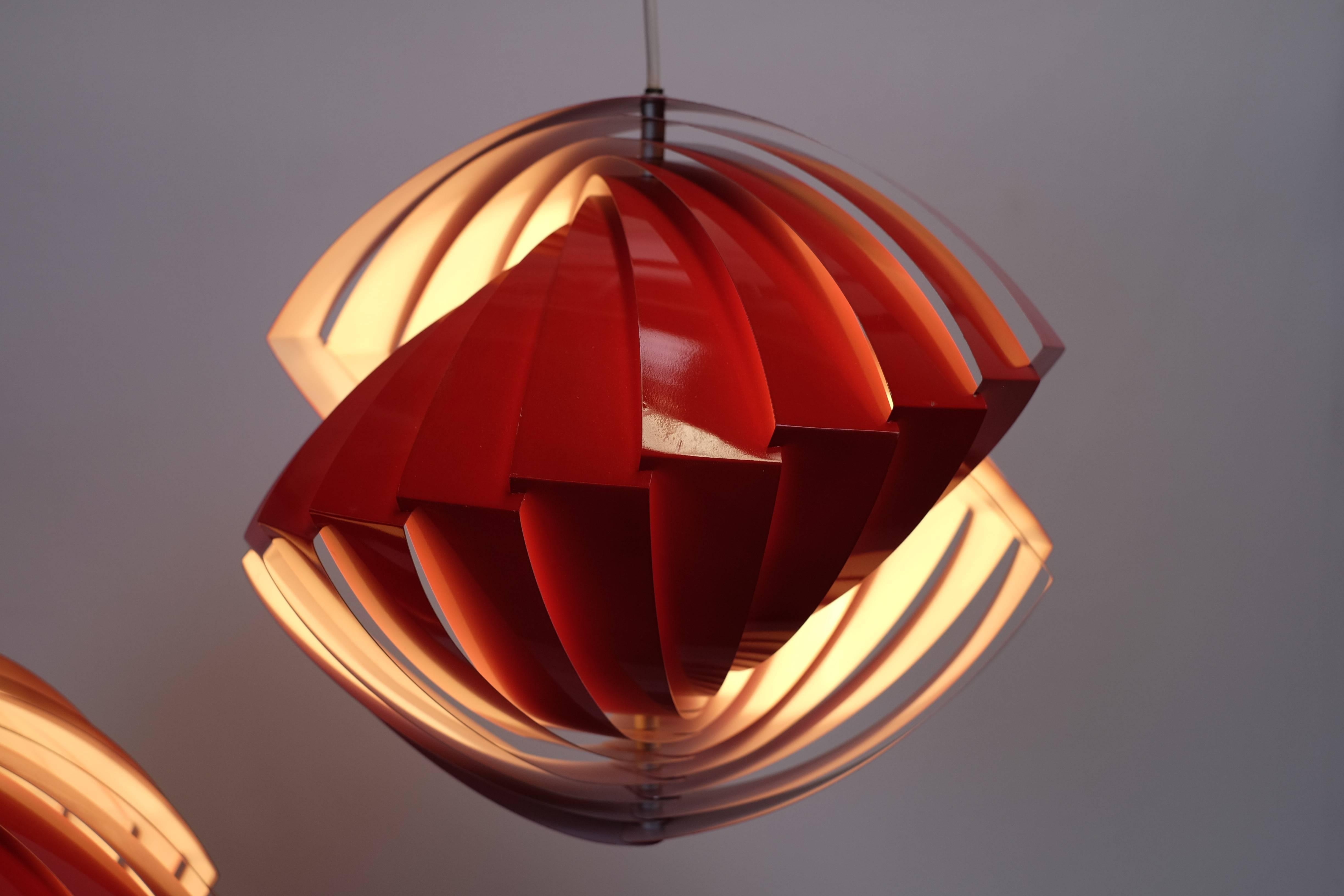 Danish Stunning 'Conch Shell' Lamp in Red < Designed by Louis Weisdorf For Sale