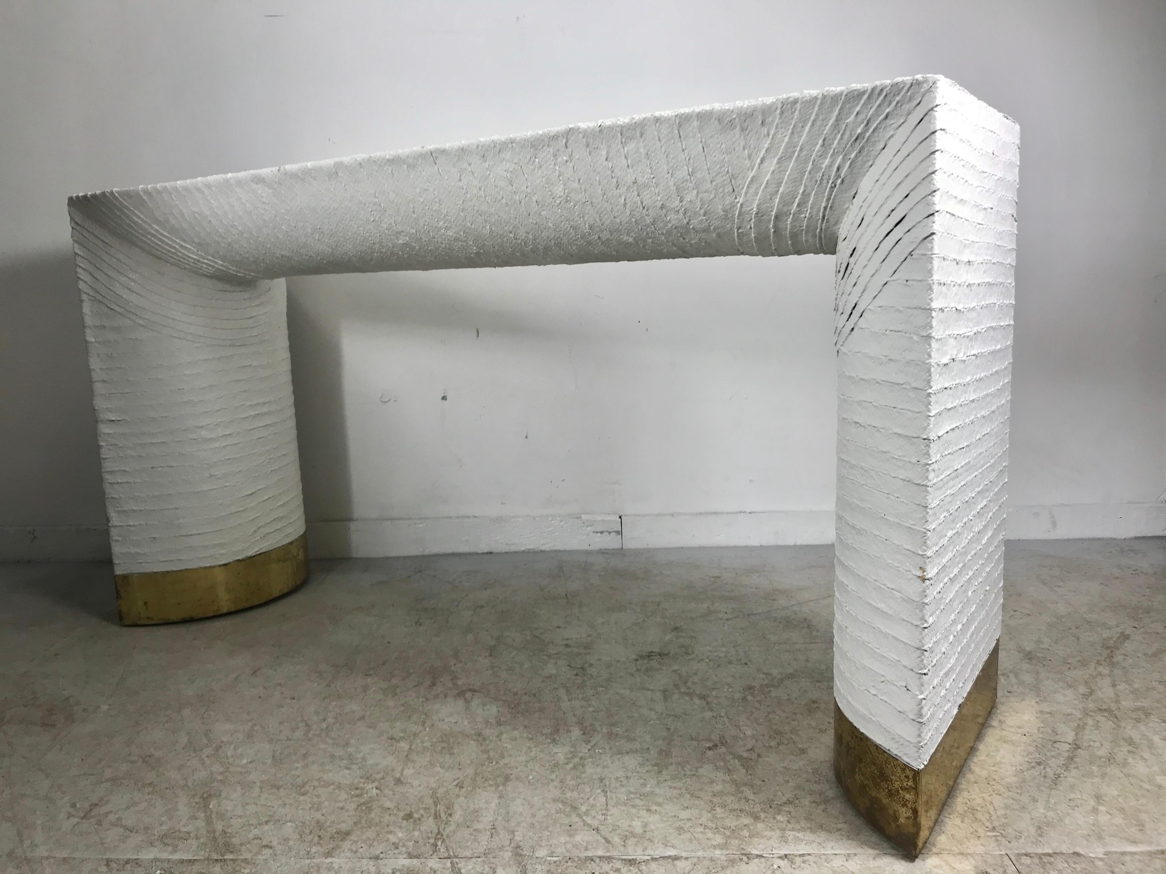 raffia wrapped console table