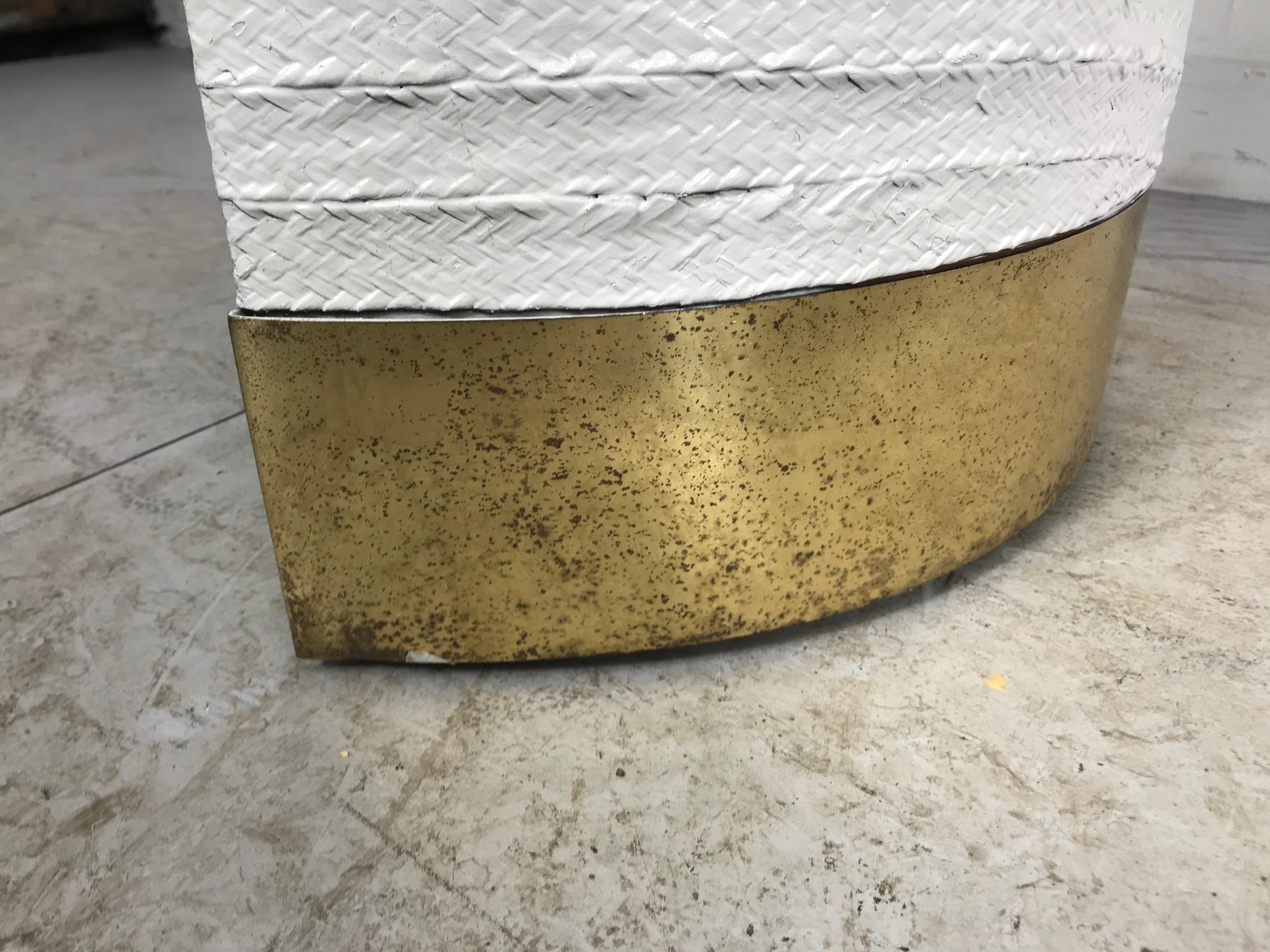American Stunning Console Table, Wrapped Painted Raffia and Brass by Karl Springer