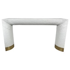 Stunning Console Table, Wrapped Painted Raffia and Brass by Karl Springer
