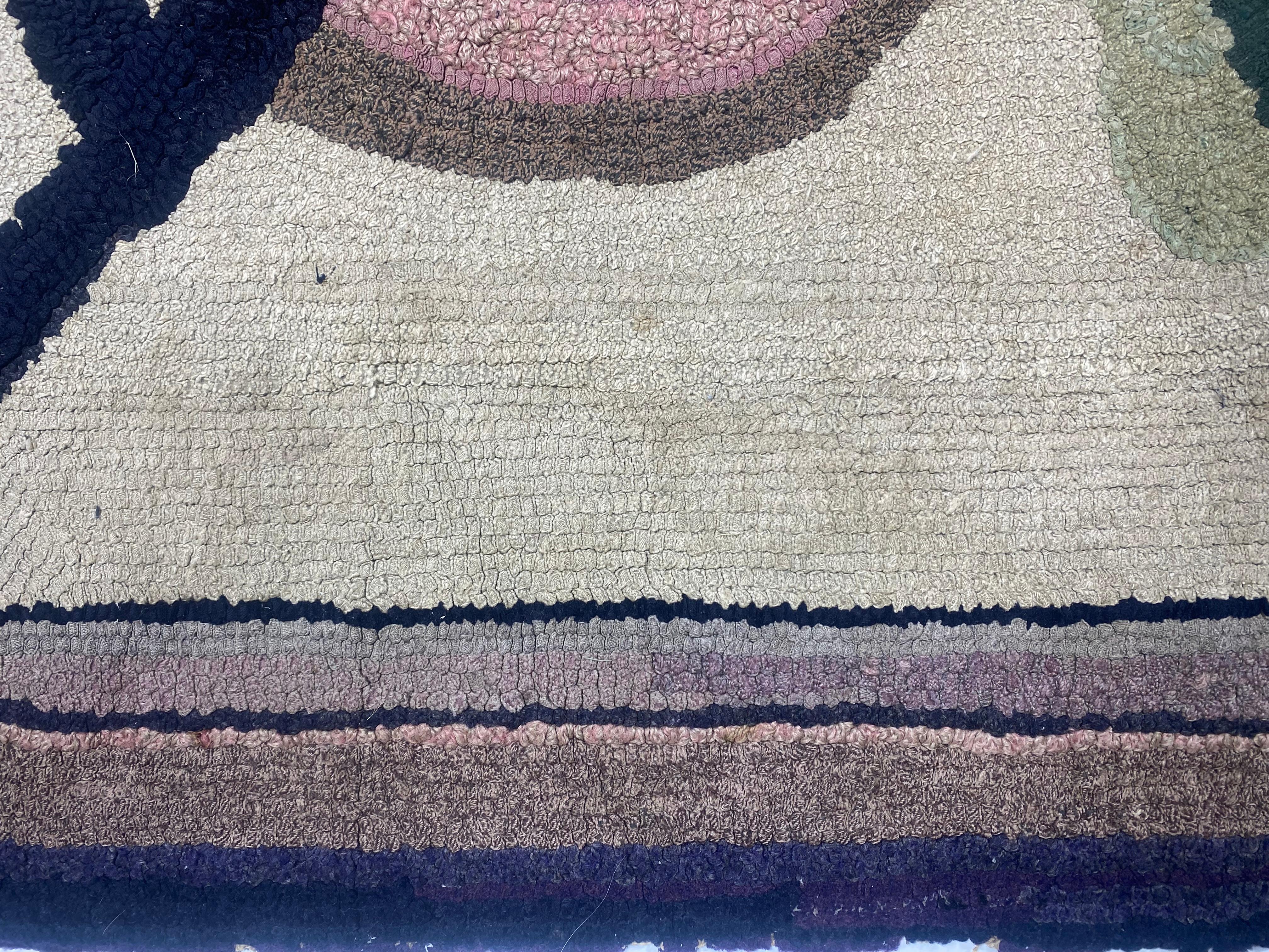 Hand-Crafted Stunning Constructivist / Modernist/ Art Deco Hook Rug , Wall Hanging  FOLK ART For Sale