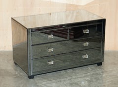 STUNNING CONTEMPORARY EXTRA DEEP OKA FURNiTURE MIRRORED GLASS CHEST OF DRAWERS