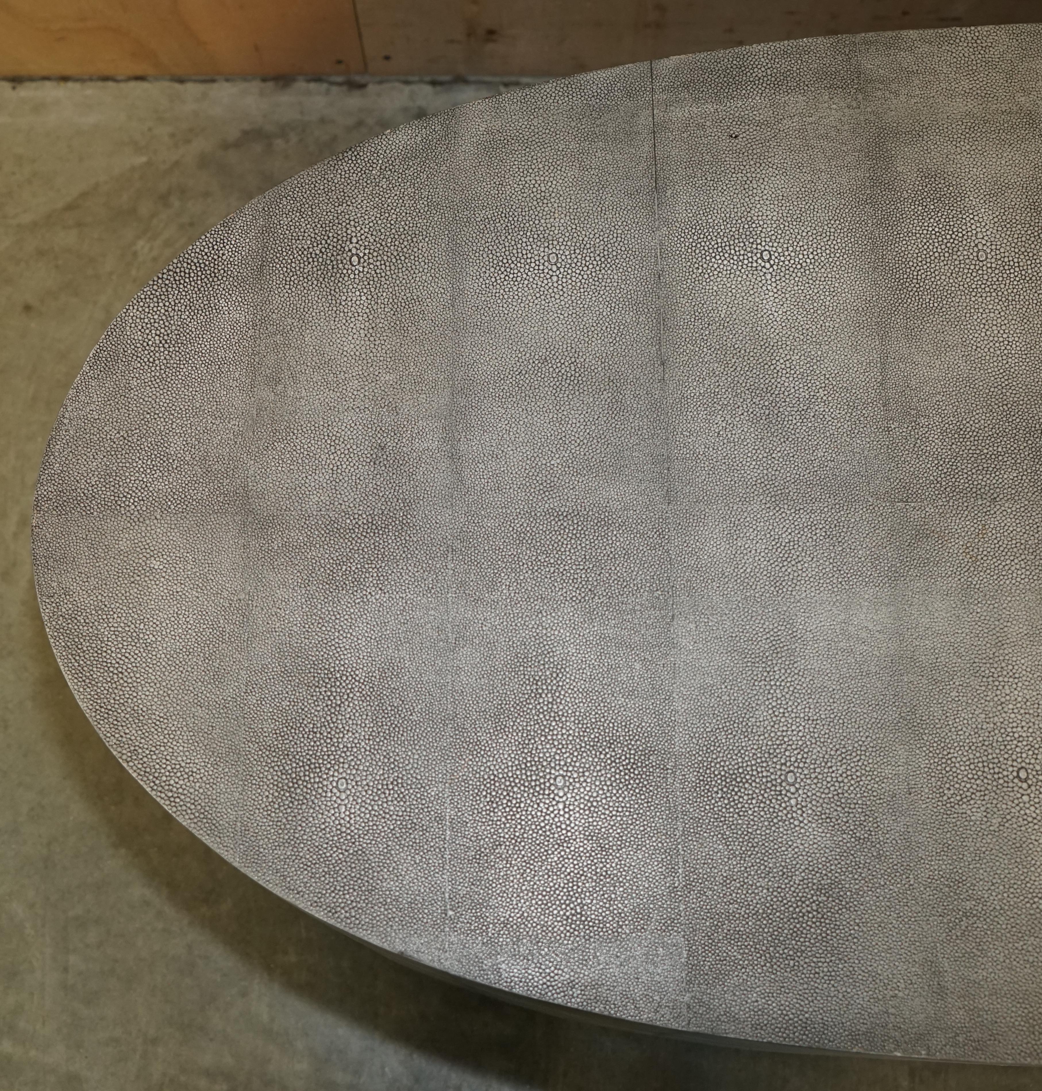 20th Century Stunning Contemporary Grey Shagreen Shark / Ray Skin Oval Coffee Table
