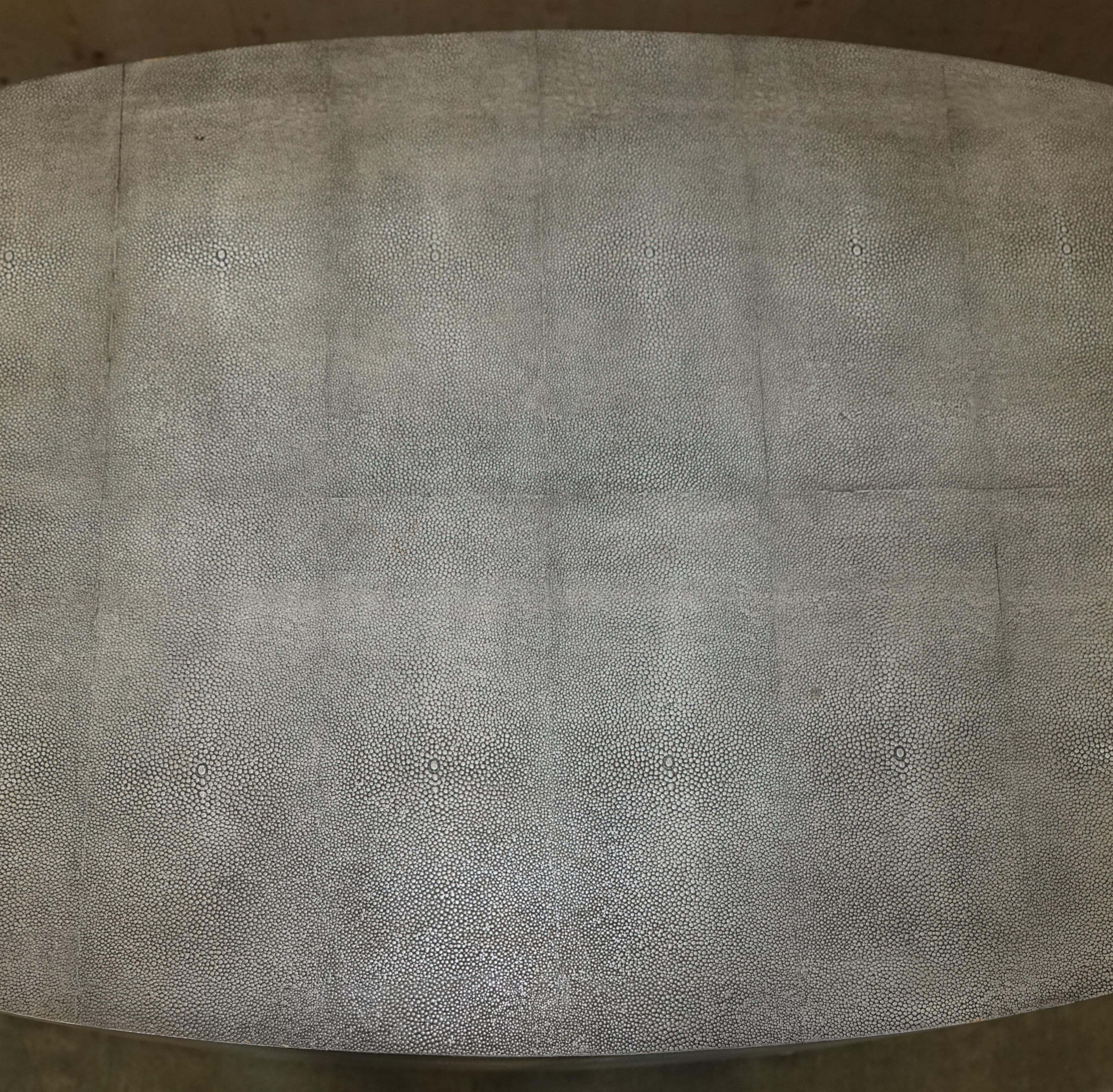 Stunning Contemporary Grey Shagreen Shark / Ray Skin Oval Coffee Table 1