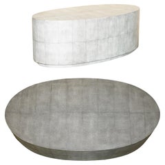 Stunning Contemporary Grey Shagreen Shark / Ray Skin Oval Coffee Table
