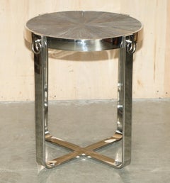 SUPERBE GRANDE LAMPES DE TABLE CONTEMPORAINE EN BOIS DE RÉCUPÉRATION ET CHROME POUR TABLE À VIN