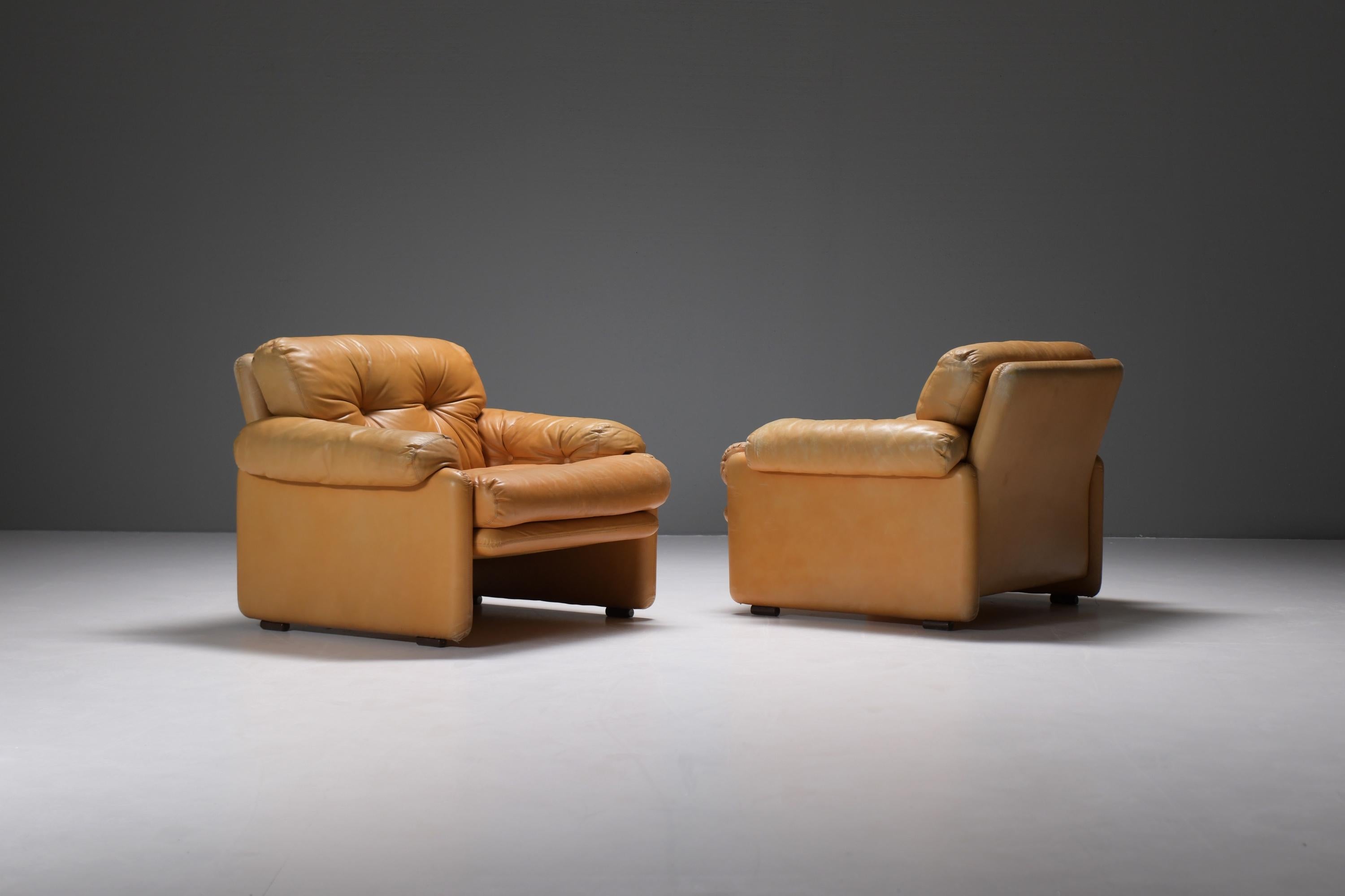  Stunning Coronado chairs in cognac leather by Afra & Tobia Scarpa - B&B Italia For Sale 7