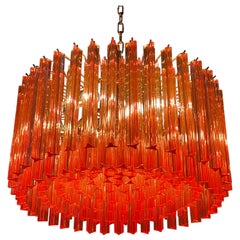 Stunning Coral Triedi Crystal Prism Chandelier