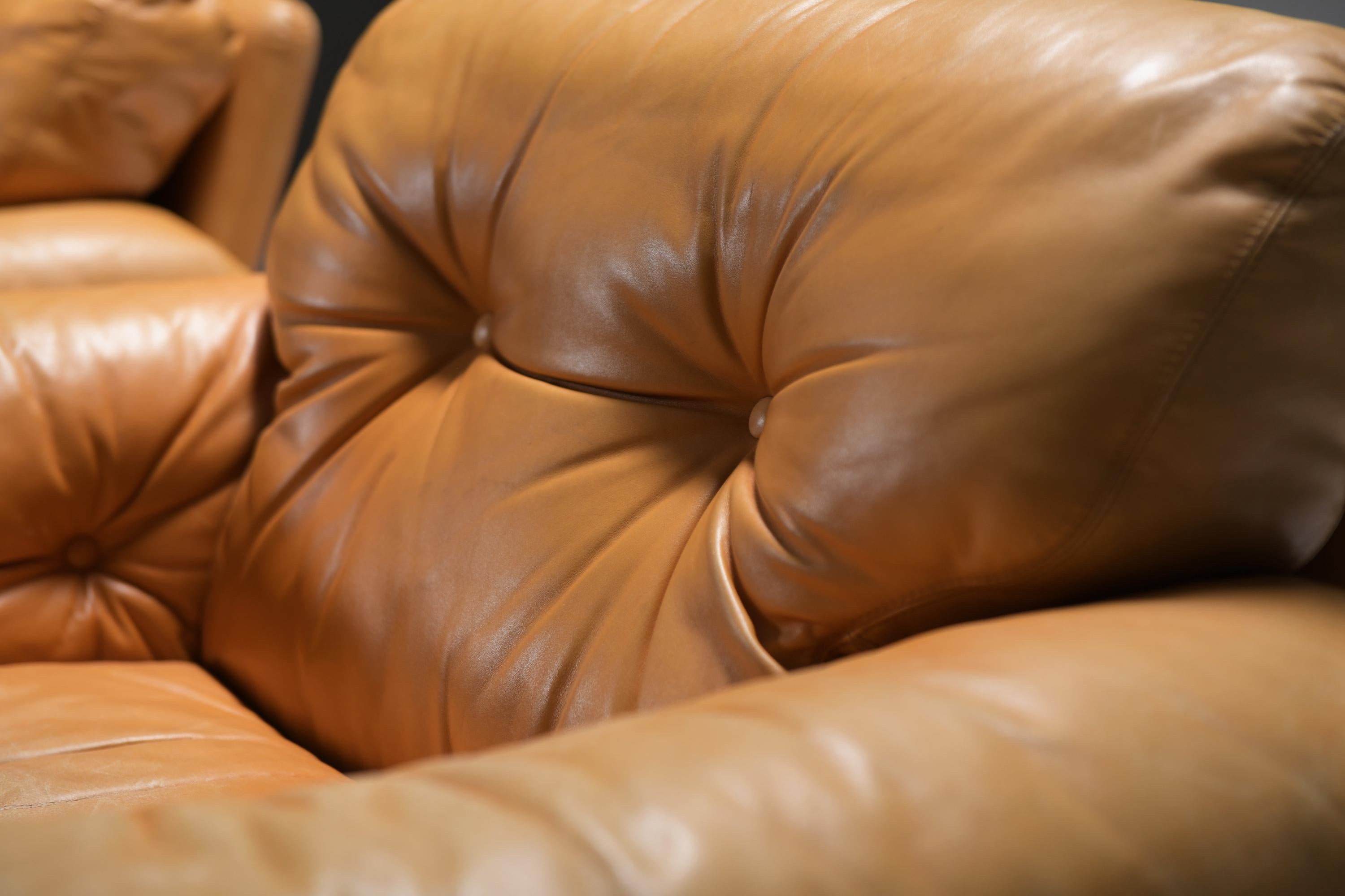 Italian Stunning Coronado chairs in cognac leather by Afra & Tobia Scarpa - B&B Italia For Sale