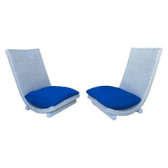 Stunning Côte d'Azur Low-Slung 1960s Wicker Chairs – France.