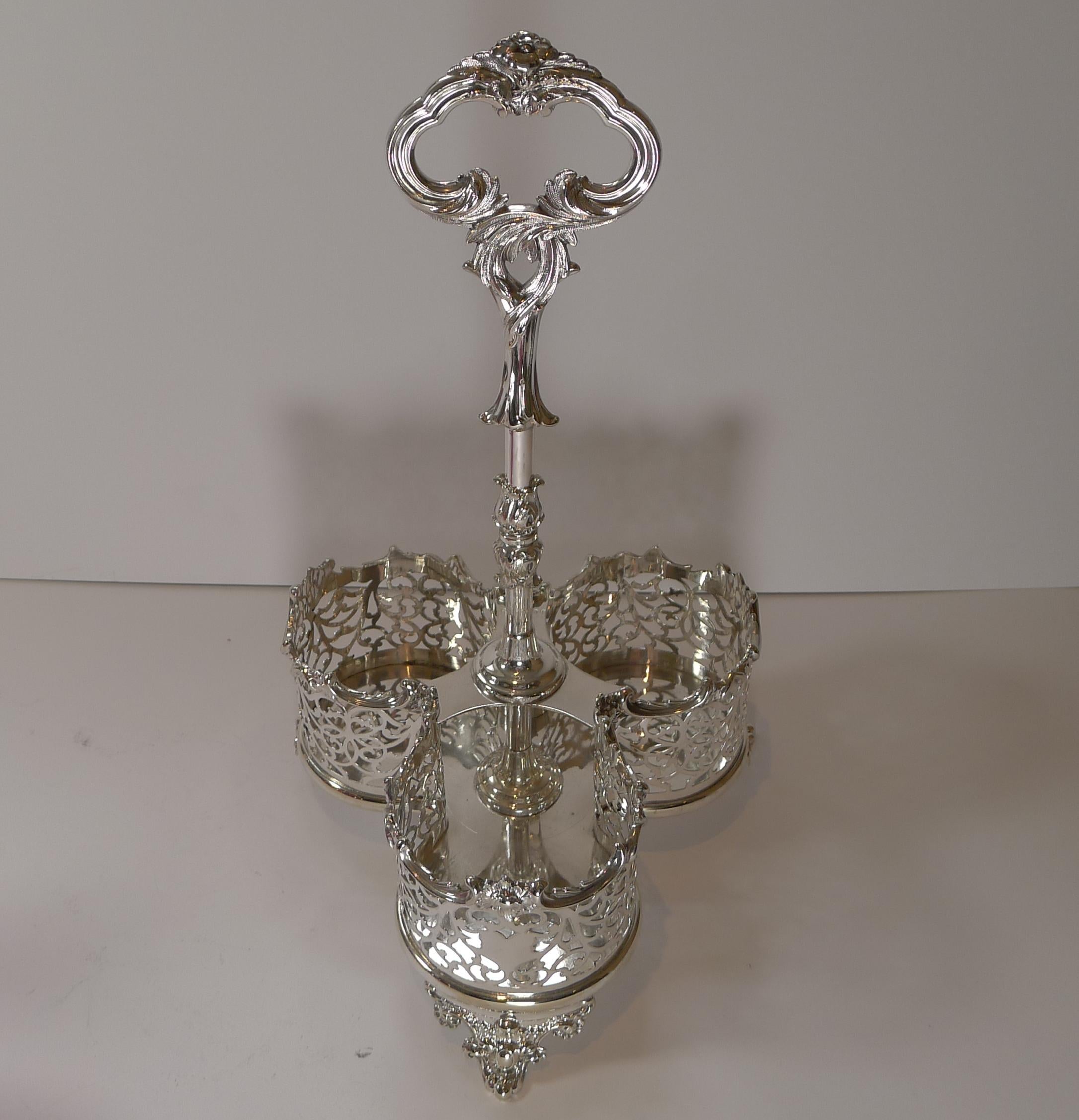 Stunning Cranberry Glass and Silver Plate Decanter Set c.1890 For Sale 1