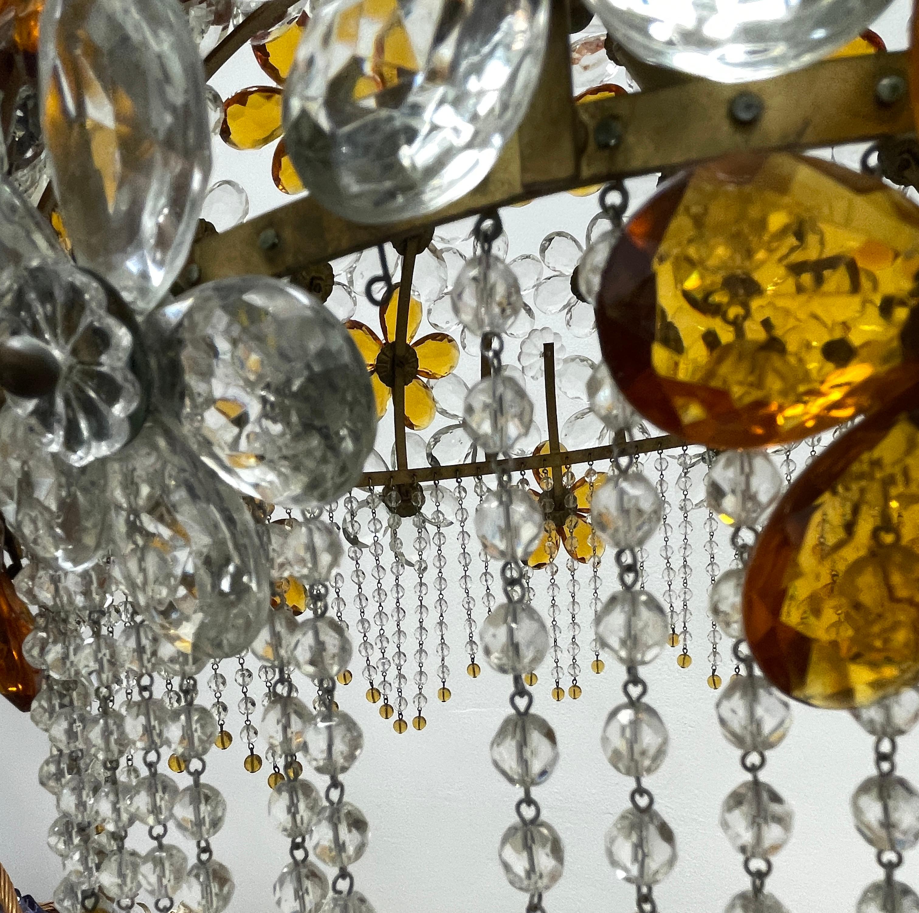 Stunning Crystal Flower Chandelier Pendant Light Banci Italy, Vintage 1960s 4