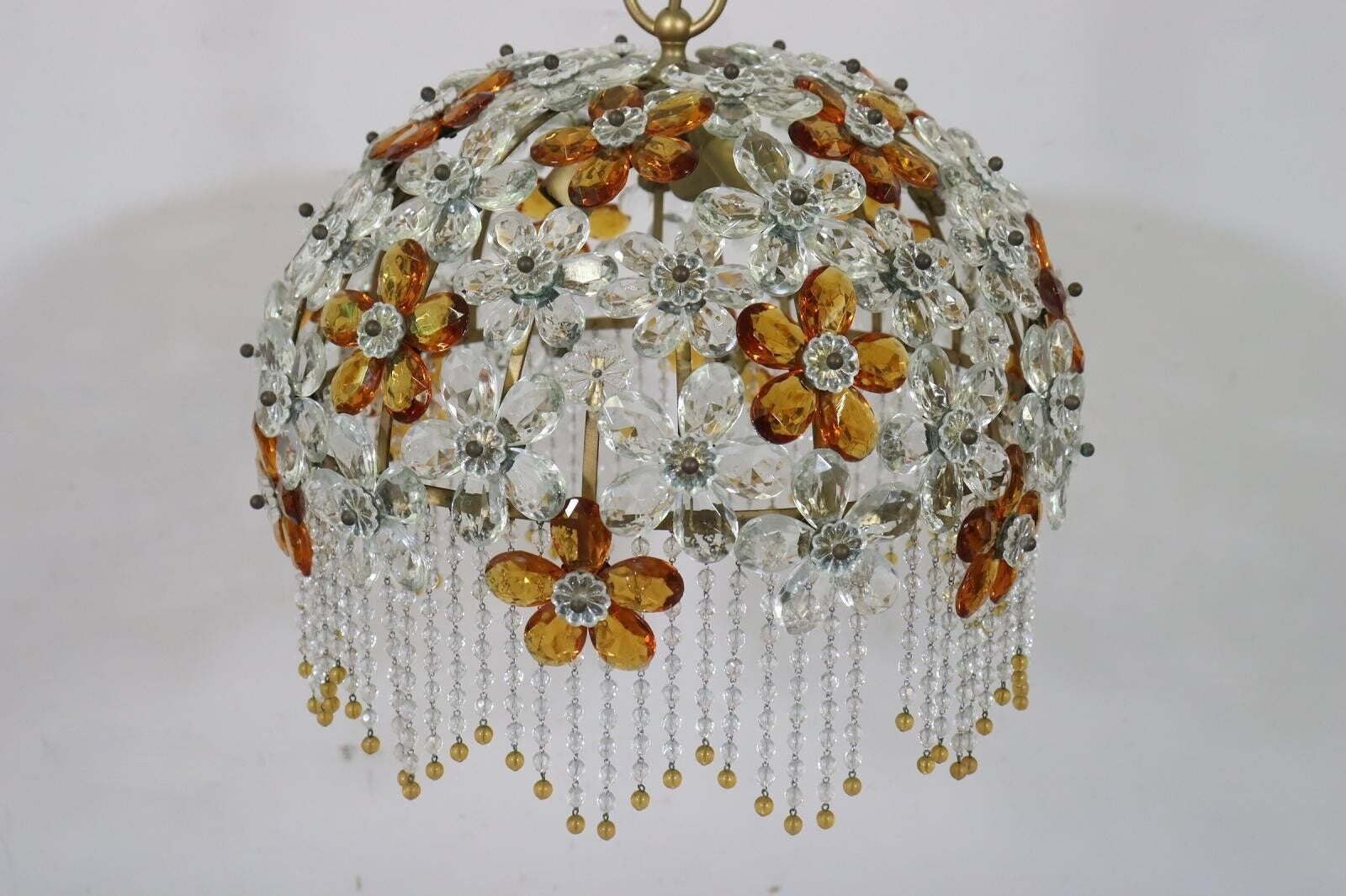 Stunning Crystal Flower Chandelier Pendant Light Banci Italy, Vintage 1960s 5
