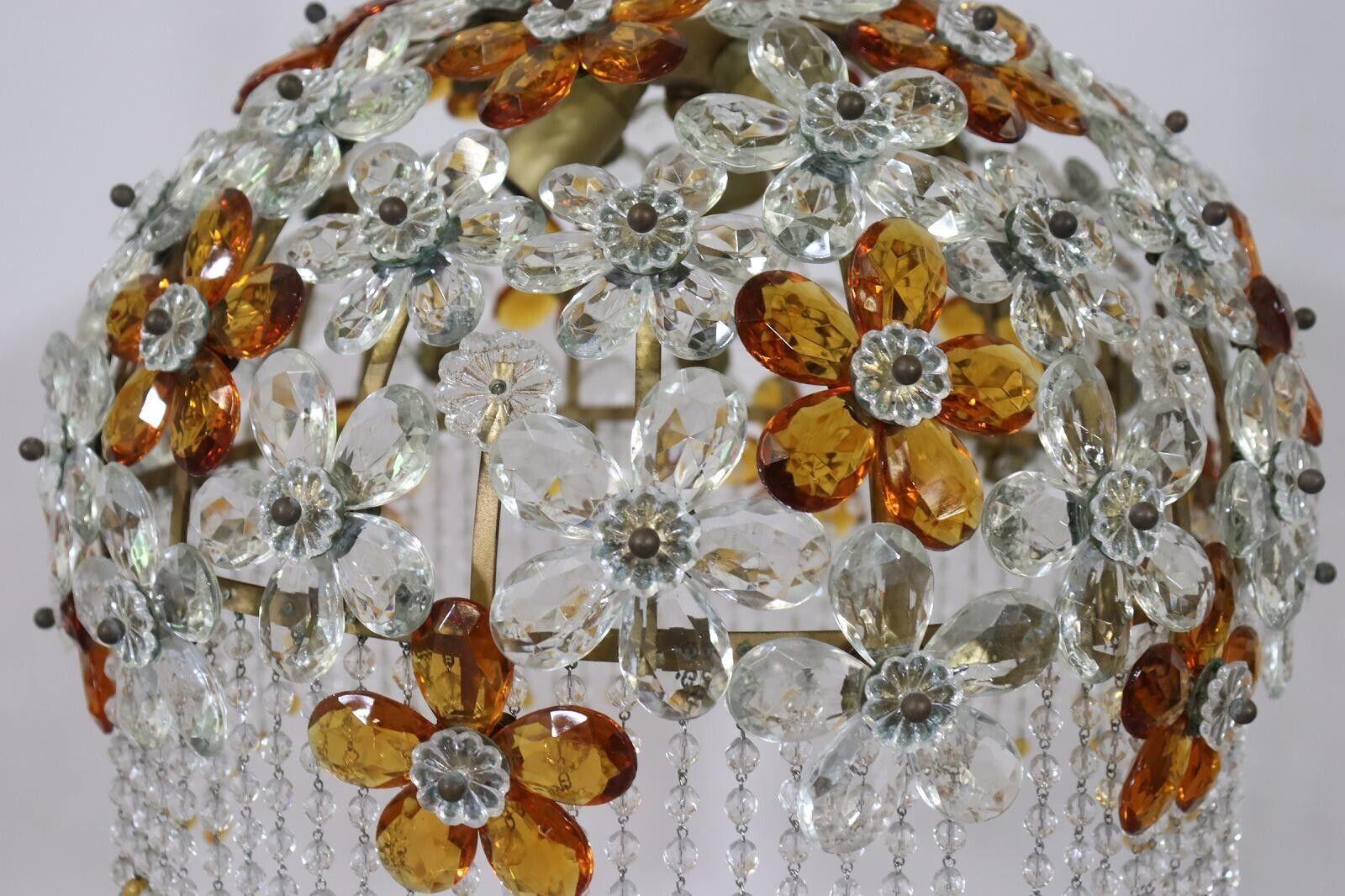 Stunning Crystal Flower Chandelier Pendant Light Banci Italy, Vintage 1960s 6