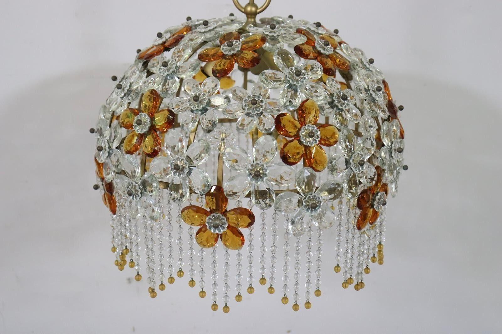 Stunning Crystal Flower Chandelier Pendant Light Banci Italy, Vintage 1960s 7