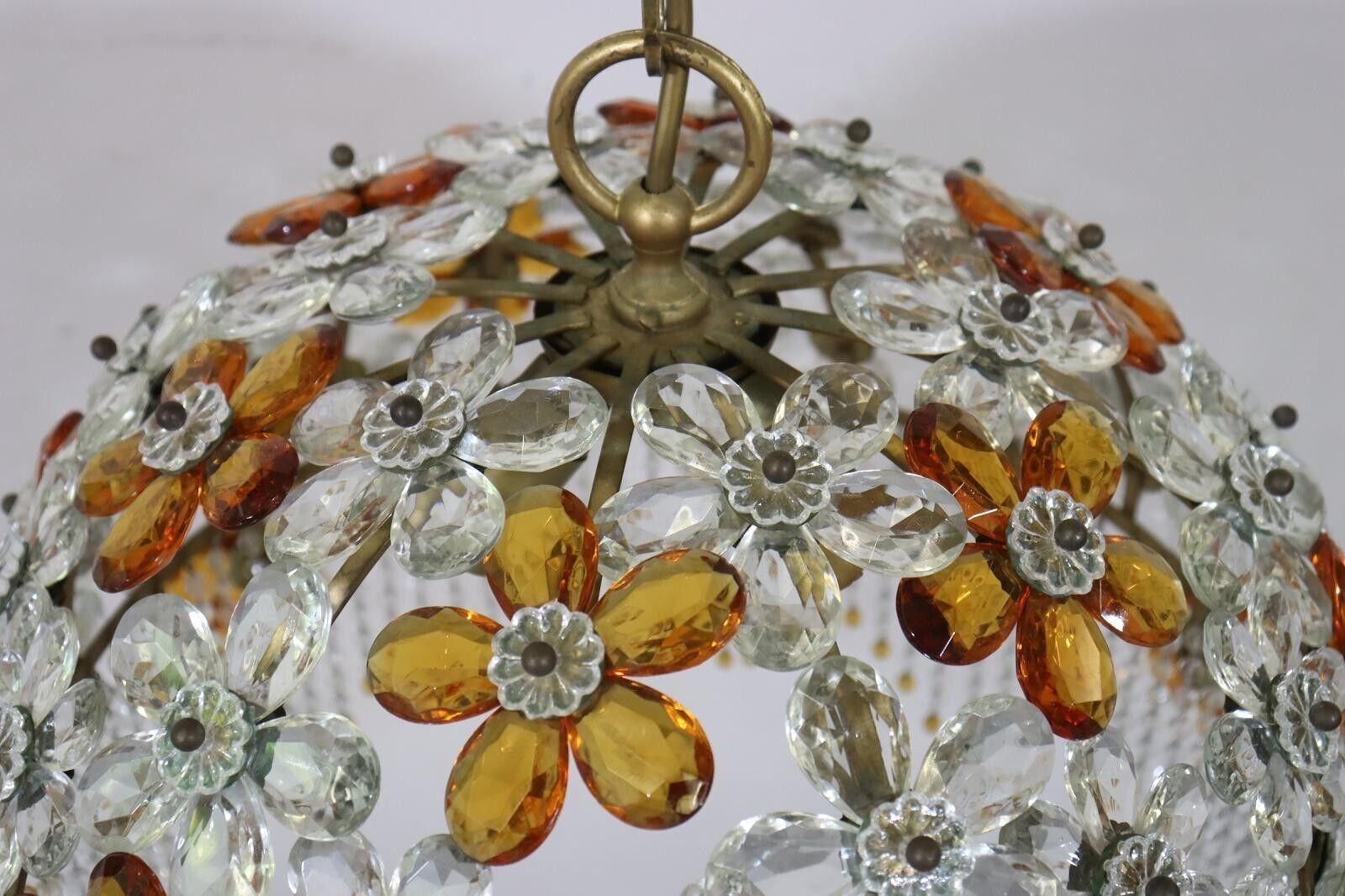 Stunning Crystal Flower Chandelier Pendant Light Banci Italy, Vintage 1960s 8