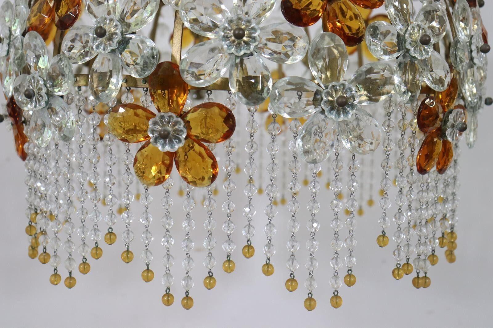 Stunning Crystal Flower Chandelier Pendant Light Banci Italy, Vintage 1960s 3