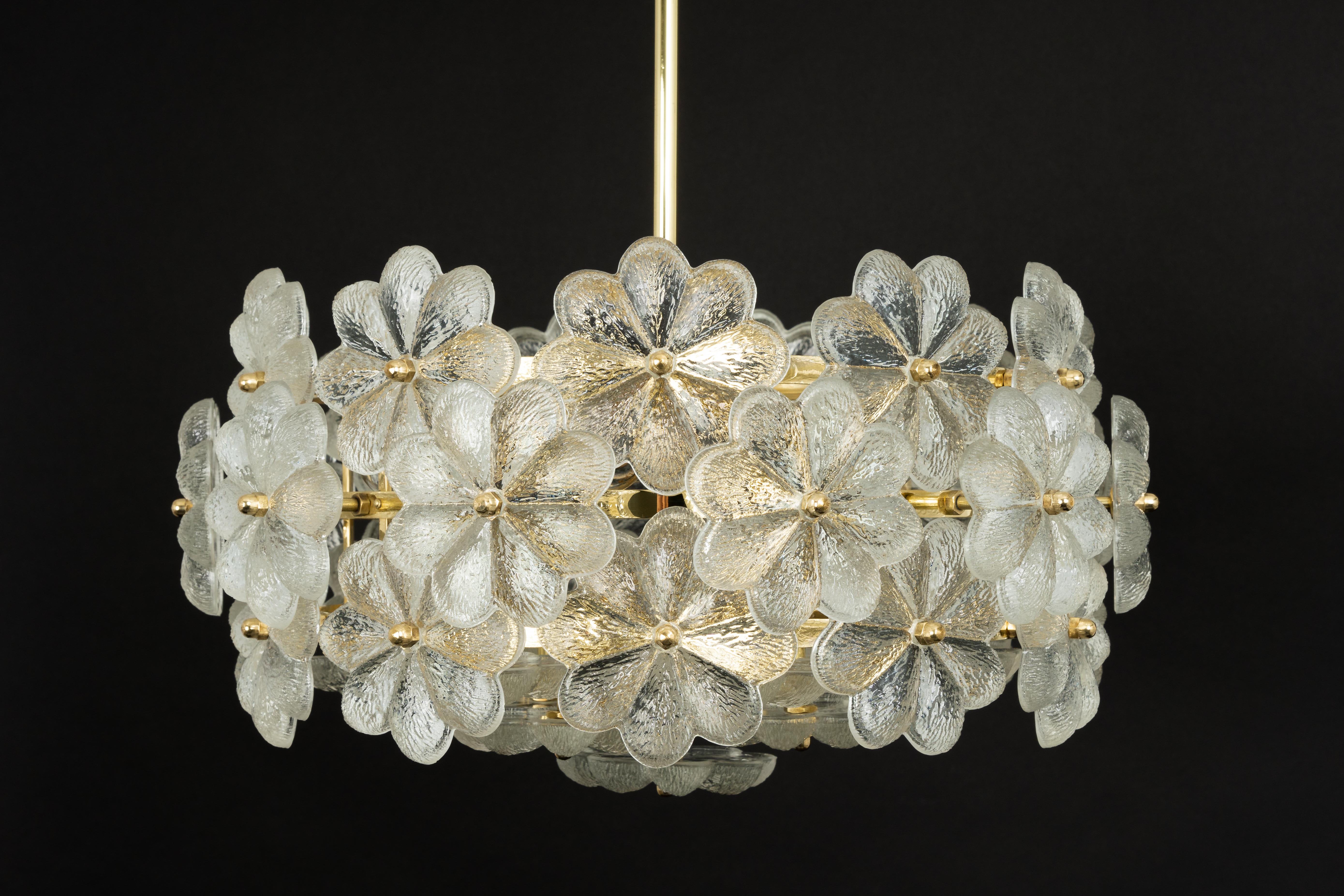 Brass Stunning Crystal Glass Chandelier by Ernst Palme, Germany, 1970s