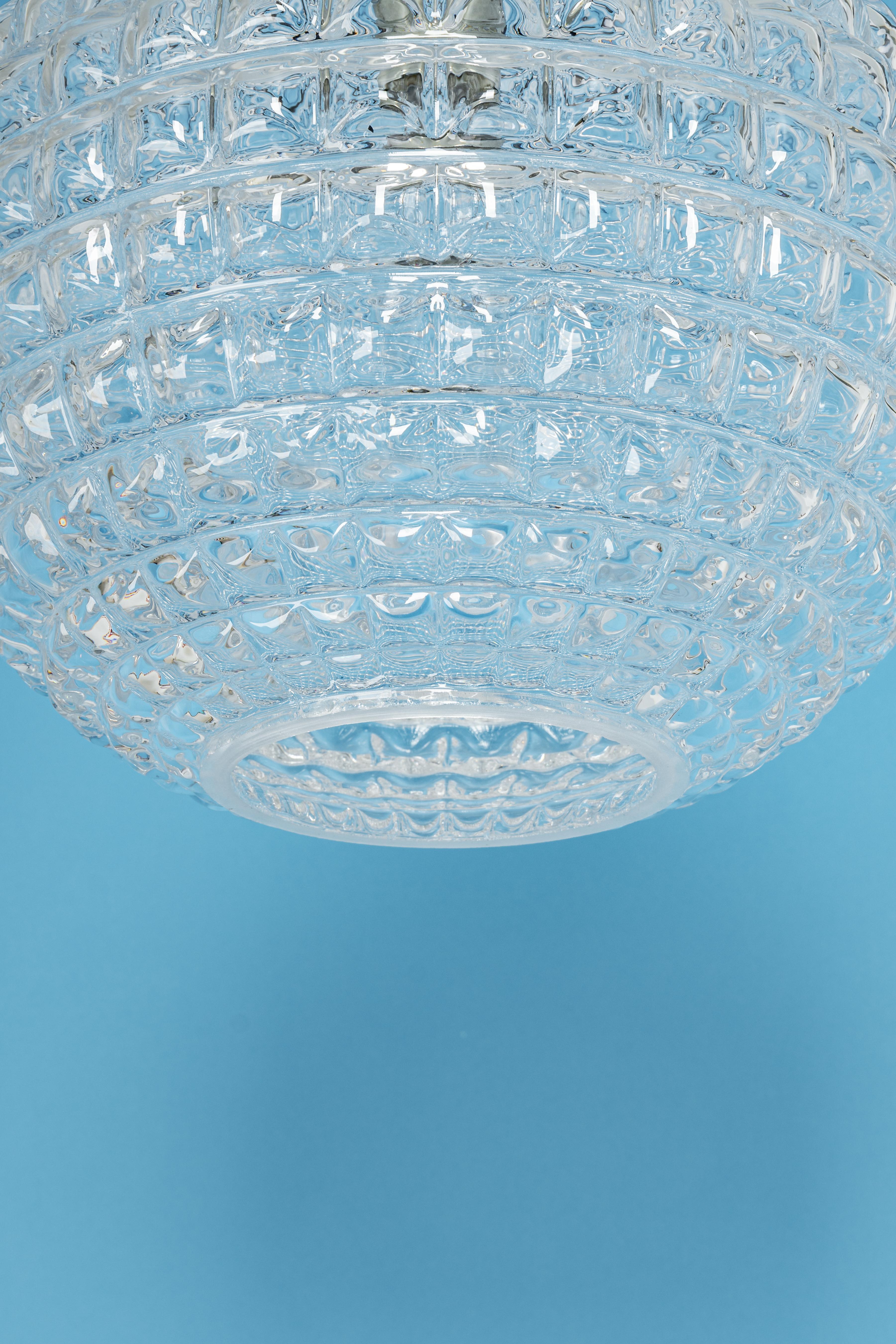 1 of 2 Stunning Crystal Glass Pendant Light, Peill & Putzler, Germany, 1970s For Sale 3