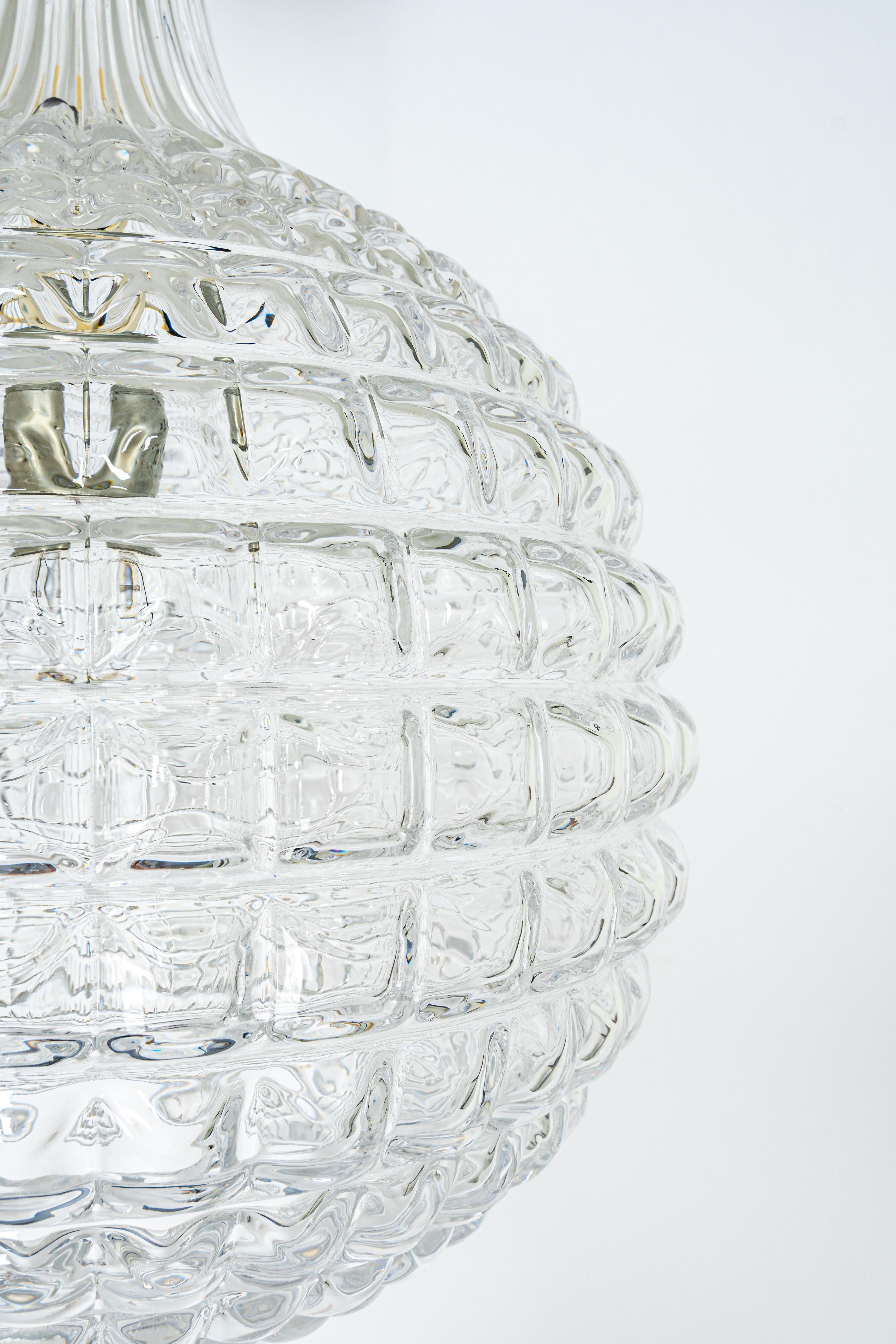 1 of 2 Stunning Crystal Glass Pendant Light, Peill & Putzler, Germany, 1970s In Good Condition For Sale In Aachen, NRW