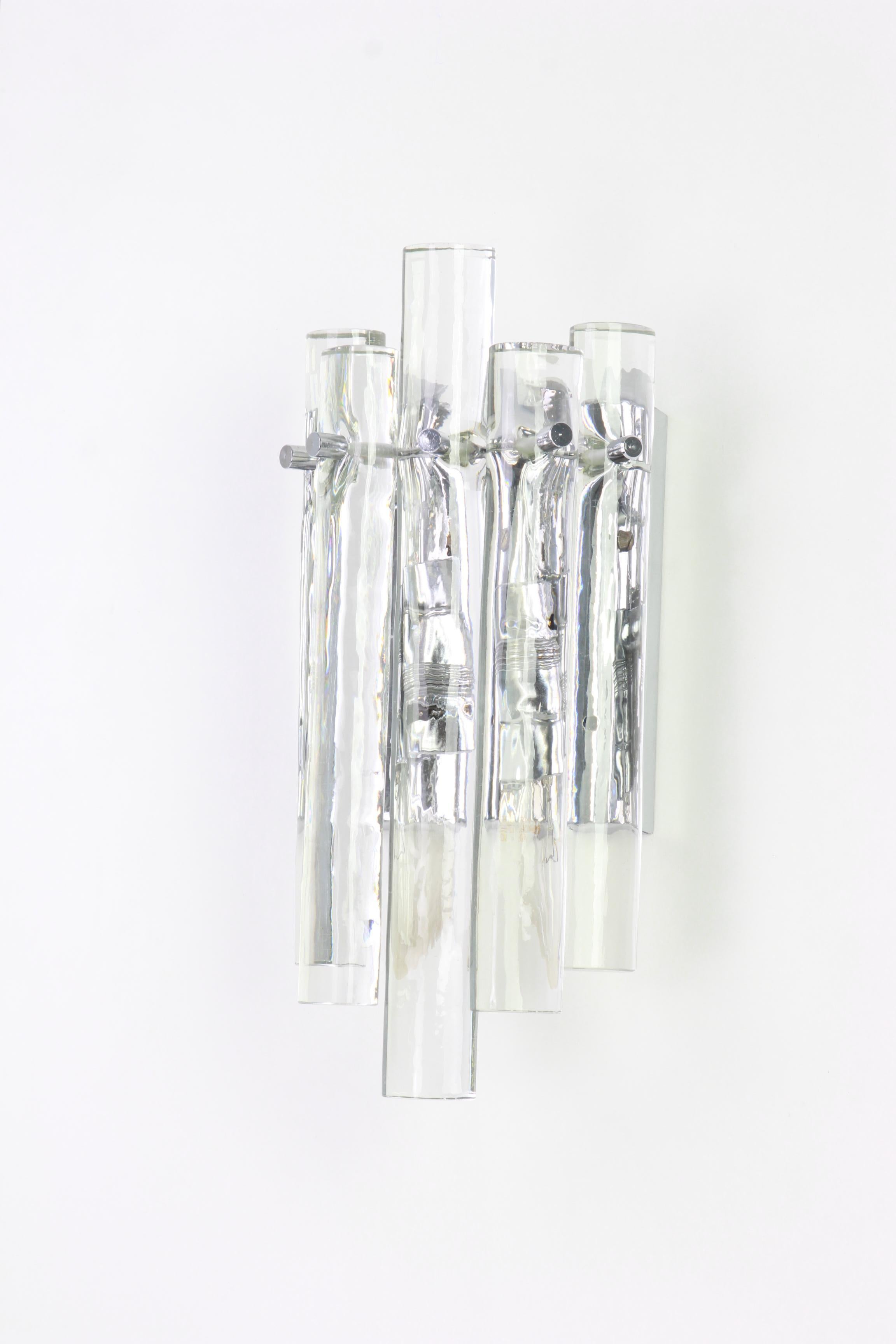 Mid-Century Modern Stunning Crystal Rod Sconces by Kinkeldey, Germany, 1970s For Sale