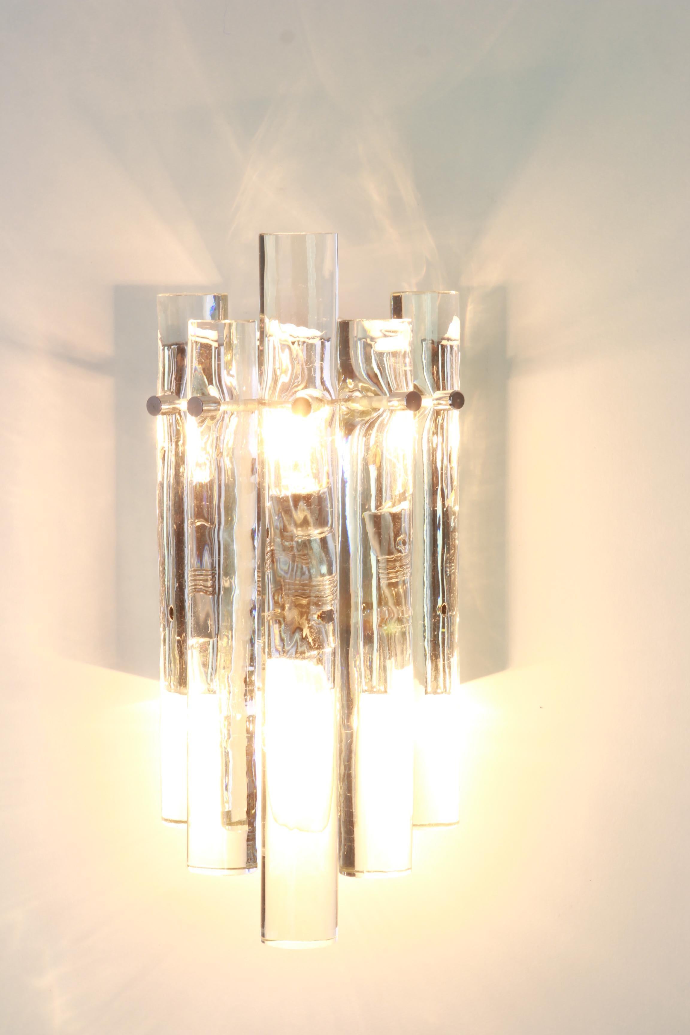 Brass Stunning Crystal Rod Sconces by Kinkeldey, Germany, 1970s For Sale