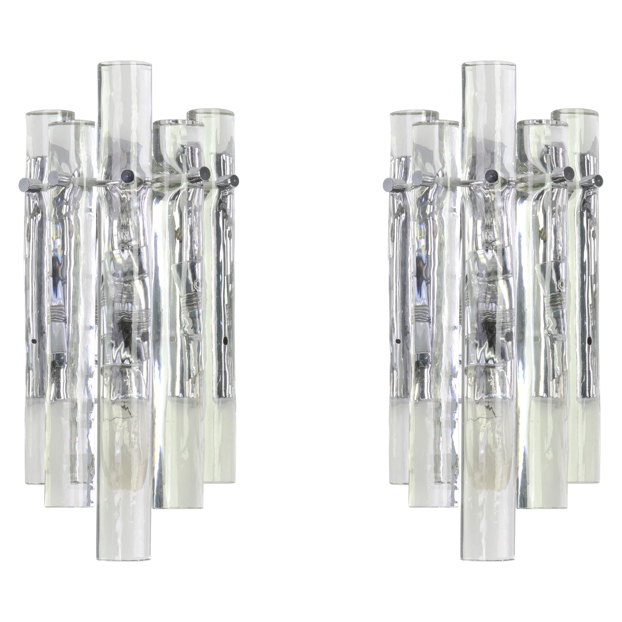 Stunning Crystal Rod Sconces by Kinkeldey, Germany, 1970s For Sale