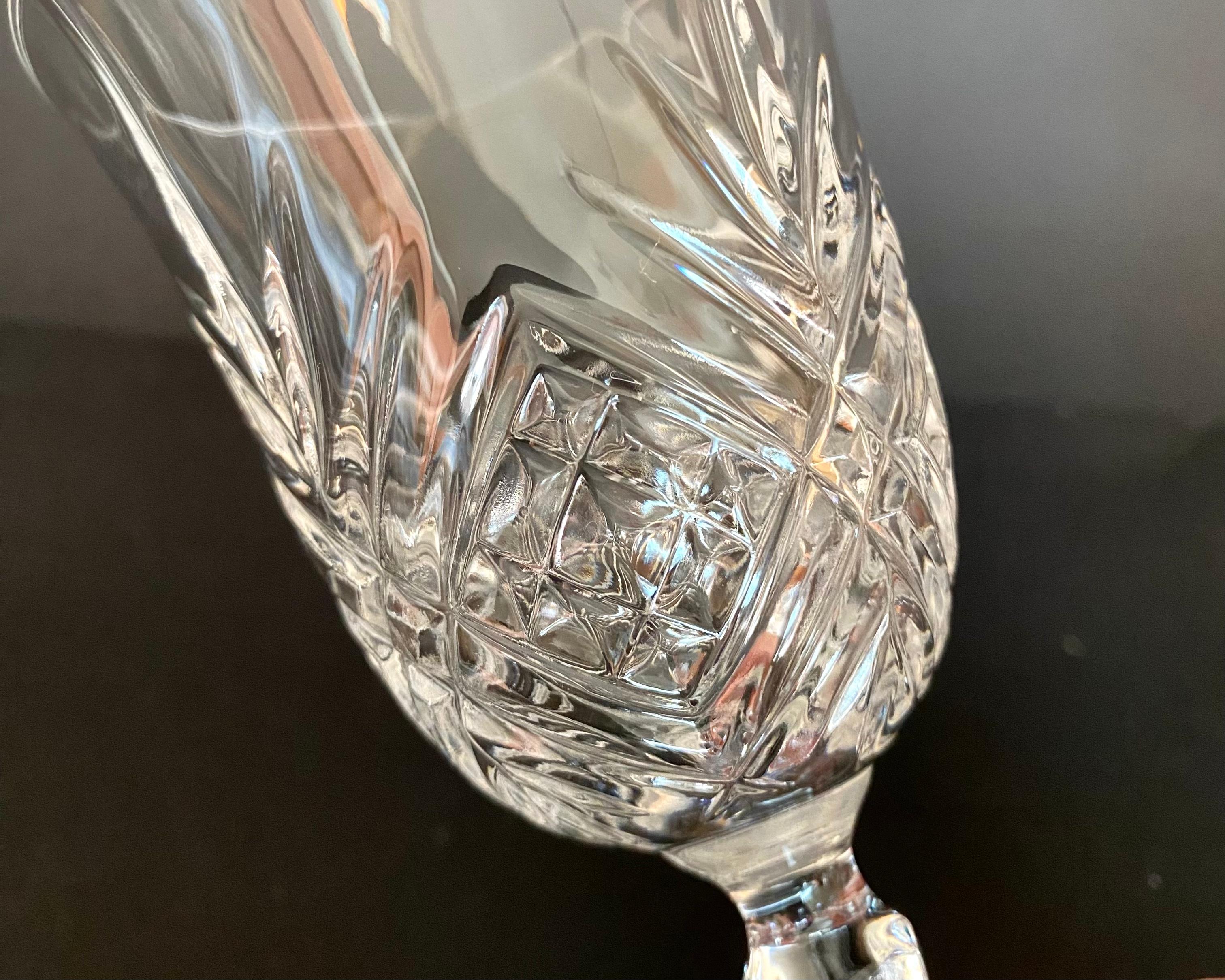 French Stunning Crystal Wine Glasses, Set 6, France, 1980 Vintage Wine Glasses