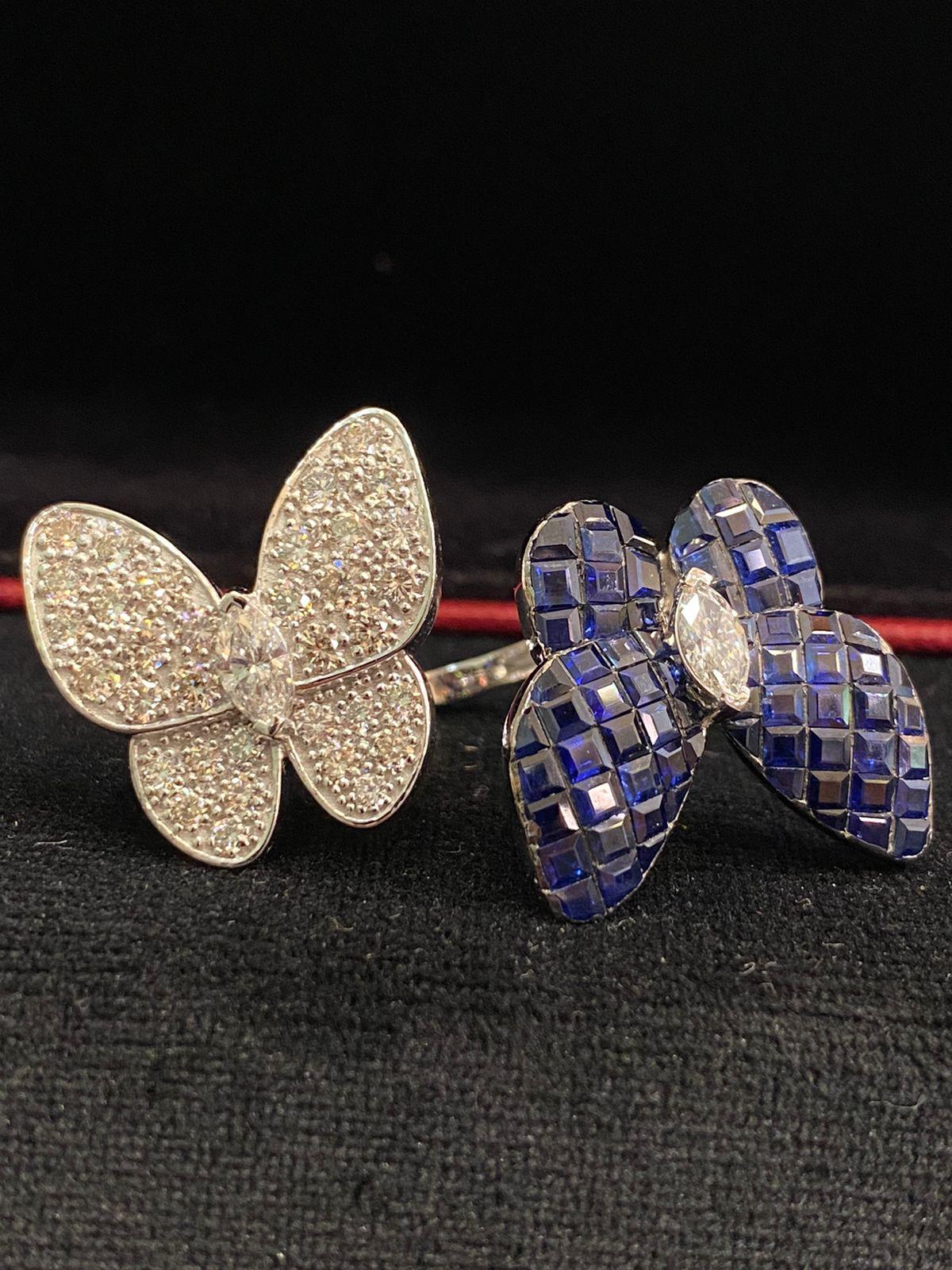 Stunning Ct 8, 96 of Diamonds on Butterfly Ring In New Condition For Sale In Massafra, IT