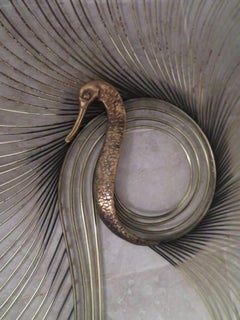 Stunning Curtis Jere Signed Brass Peacock Starburst Mid-Century Modern