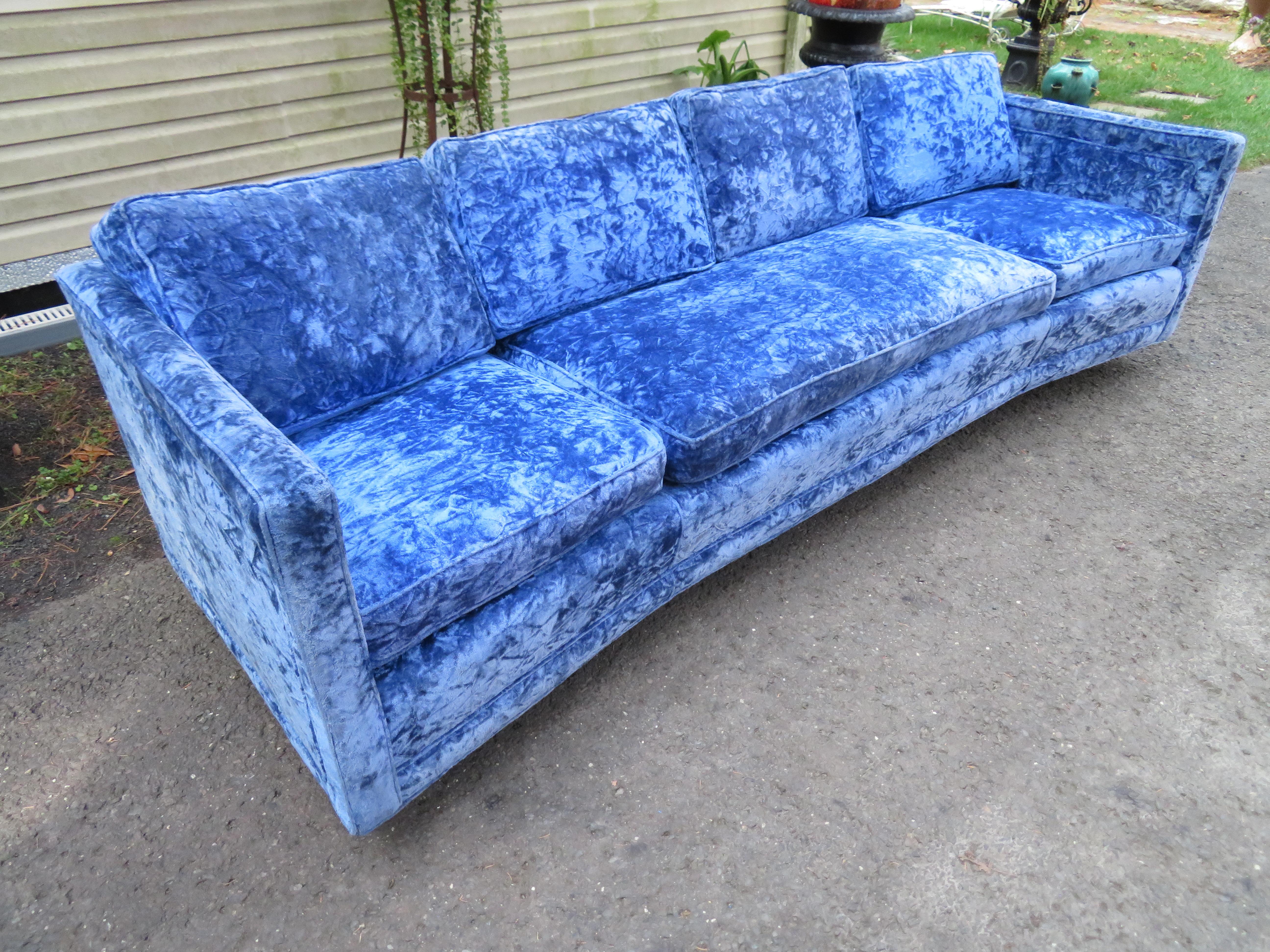 Stunning Curved Erwin Lambeth Sled Leg Sofa Mid-Century Modern For Sale 11