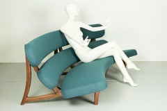 Stunning Curved Sculptural Floating 3-Seat Sofa Dutch Design
