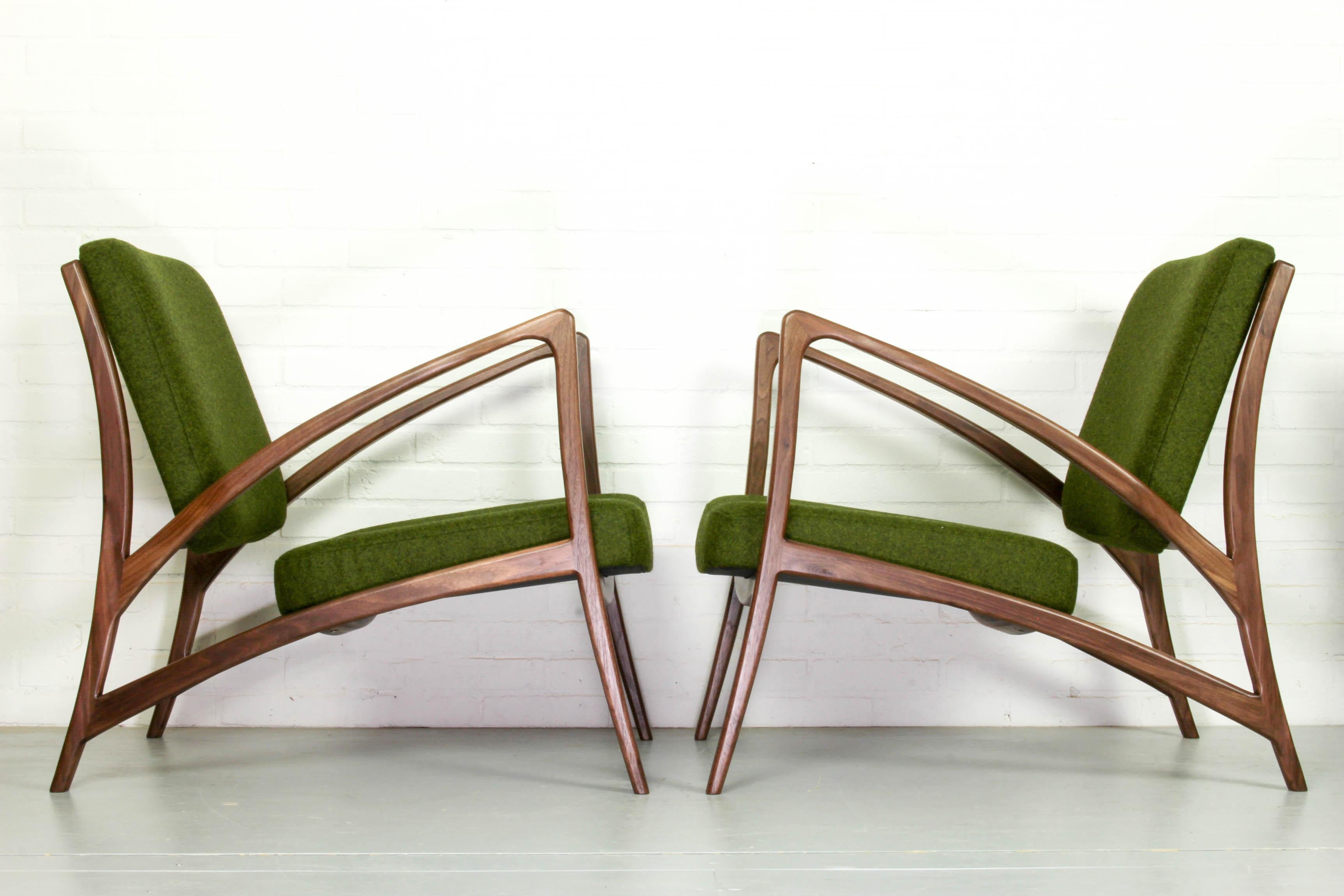 Mid-Century Modern Fauteuils de salon sculpturaux courbés et flottants design hollandais en vente