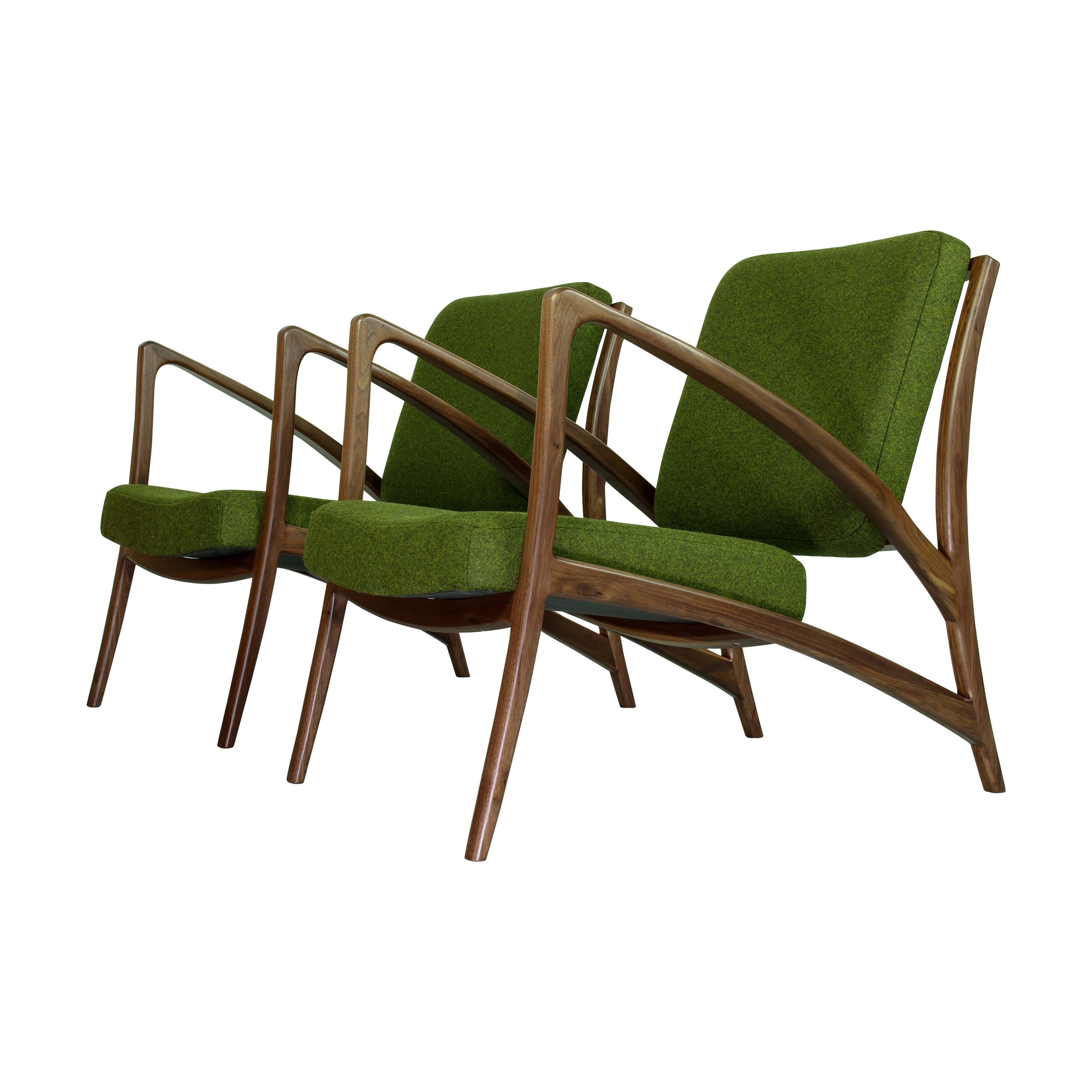 Atemberaubende gebogene skulpturale Lounge Stühle Schwebend Niederländisch Design