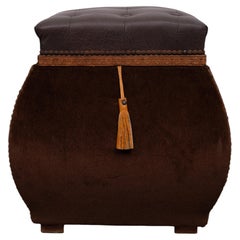 Stunning curved Velvet pouf with storage 1960s France