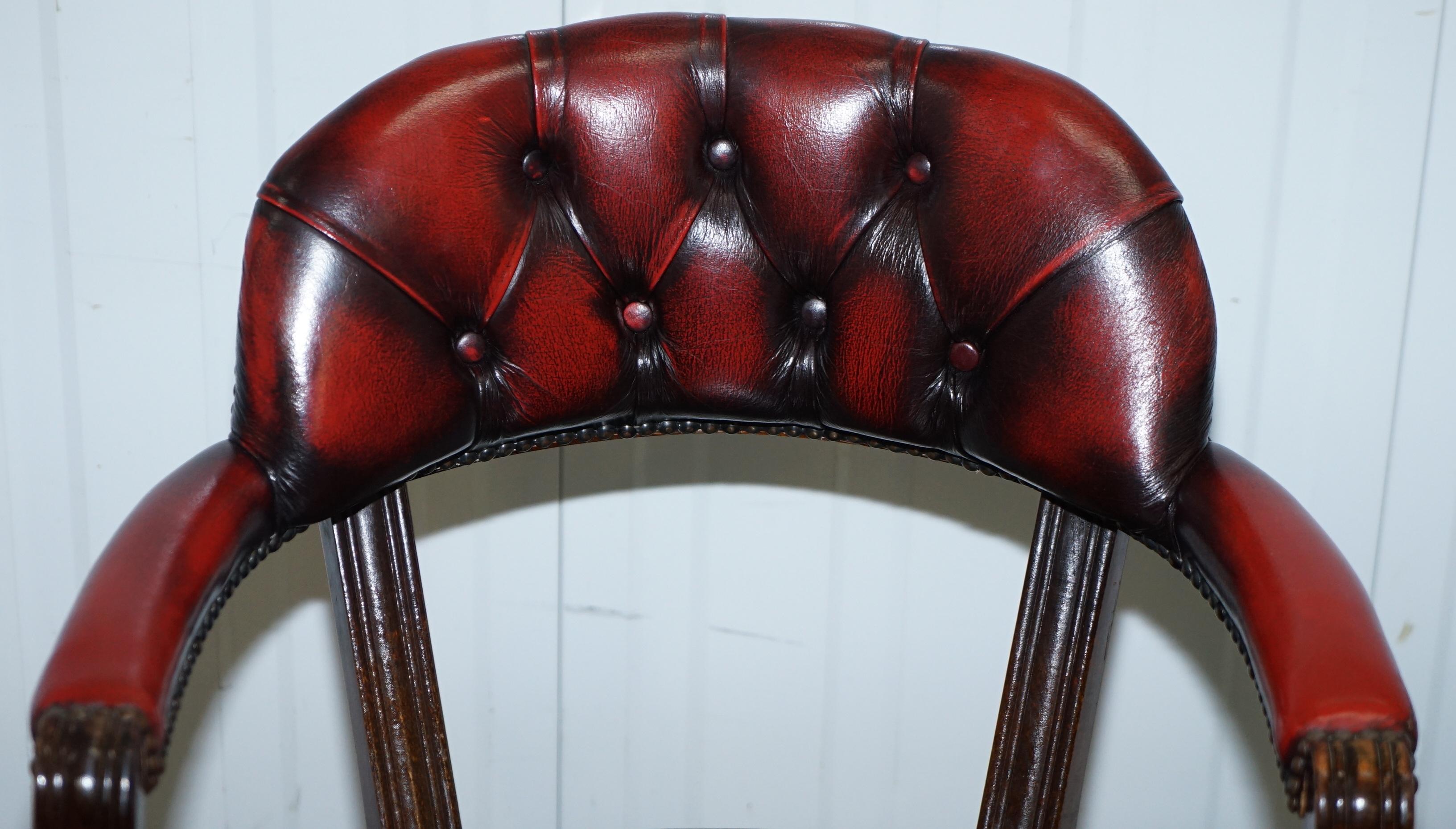 Art Deco Stunning Cushioned Chesterfield Admirals Court Captains Oxblood Leather Chair