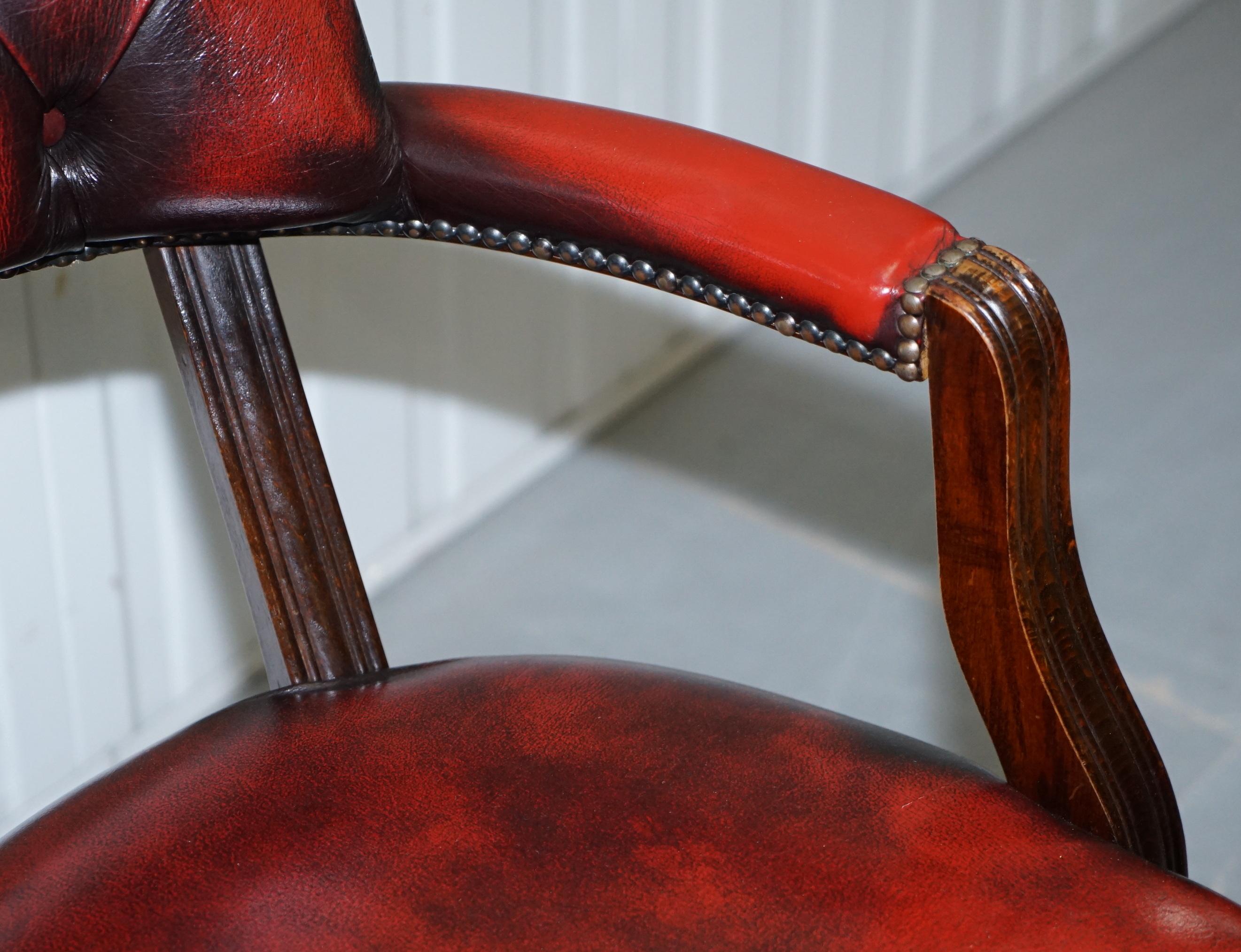 20th Century Stunning Cushioned Chesterfield Admirals Court Captains Oxblood Leather Chair