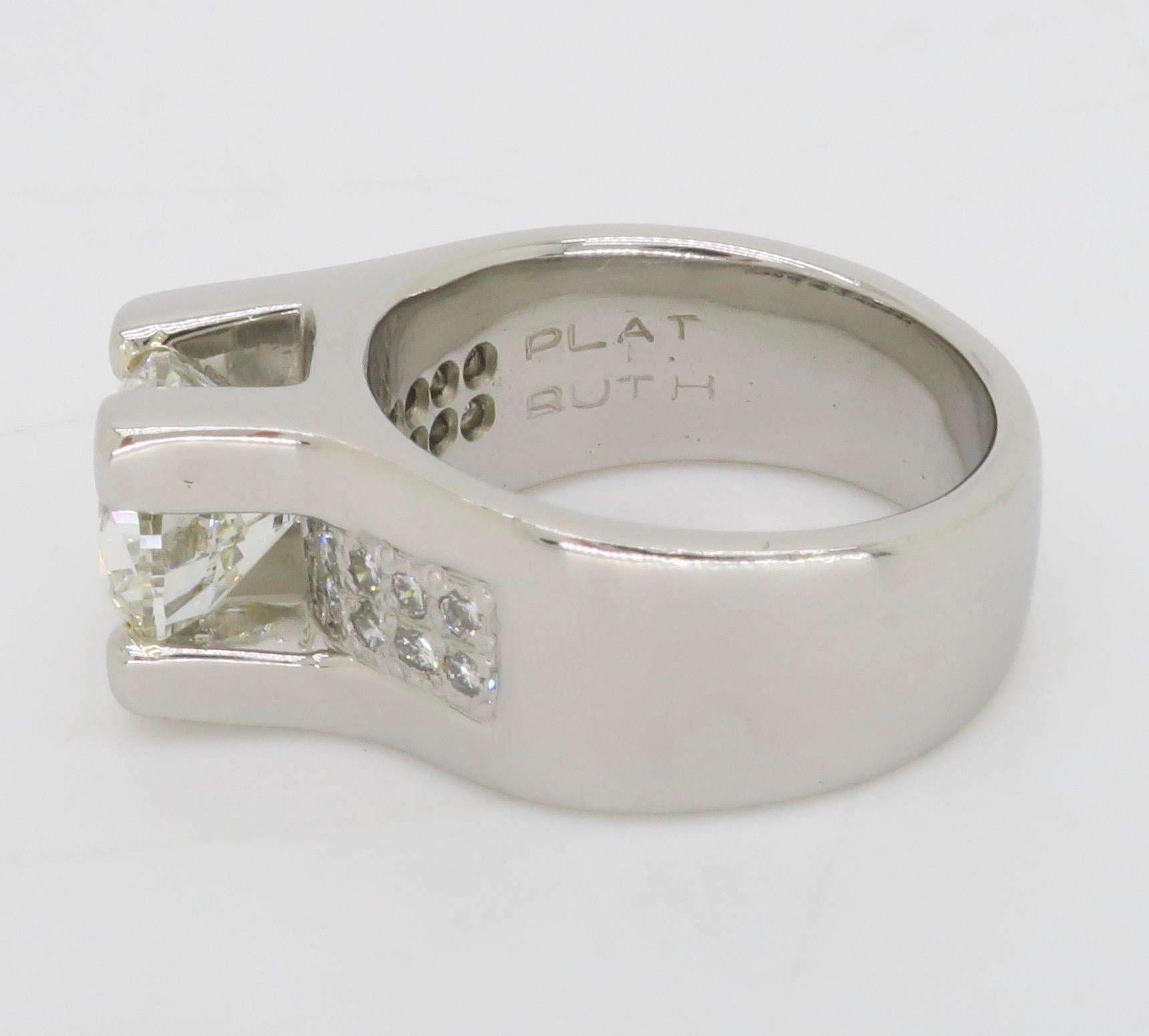 Stunning Custom 3.36CTW Diamond Platinum Ring For Sale 8