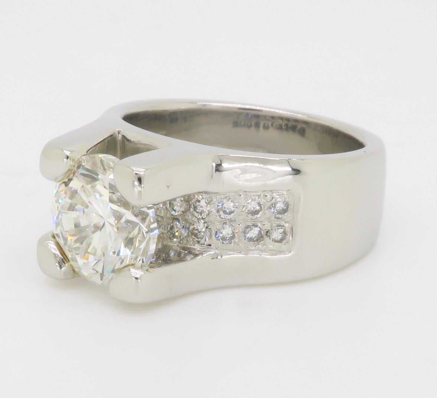 Stunning Custom 3.36CTW Diamond Platinum Ring For Sale 9