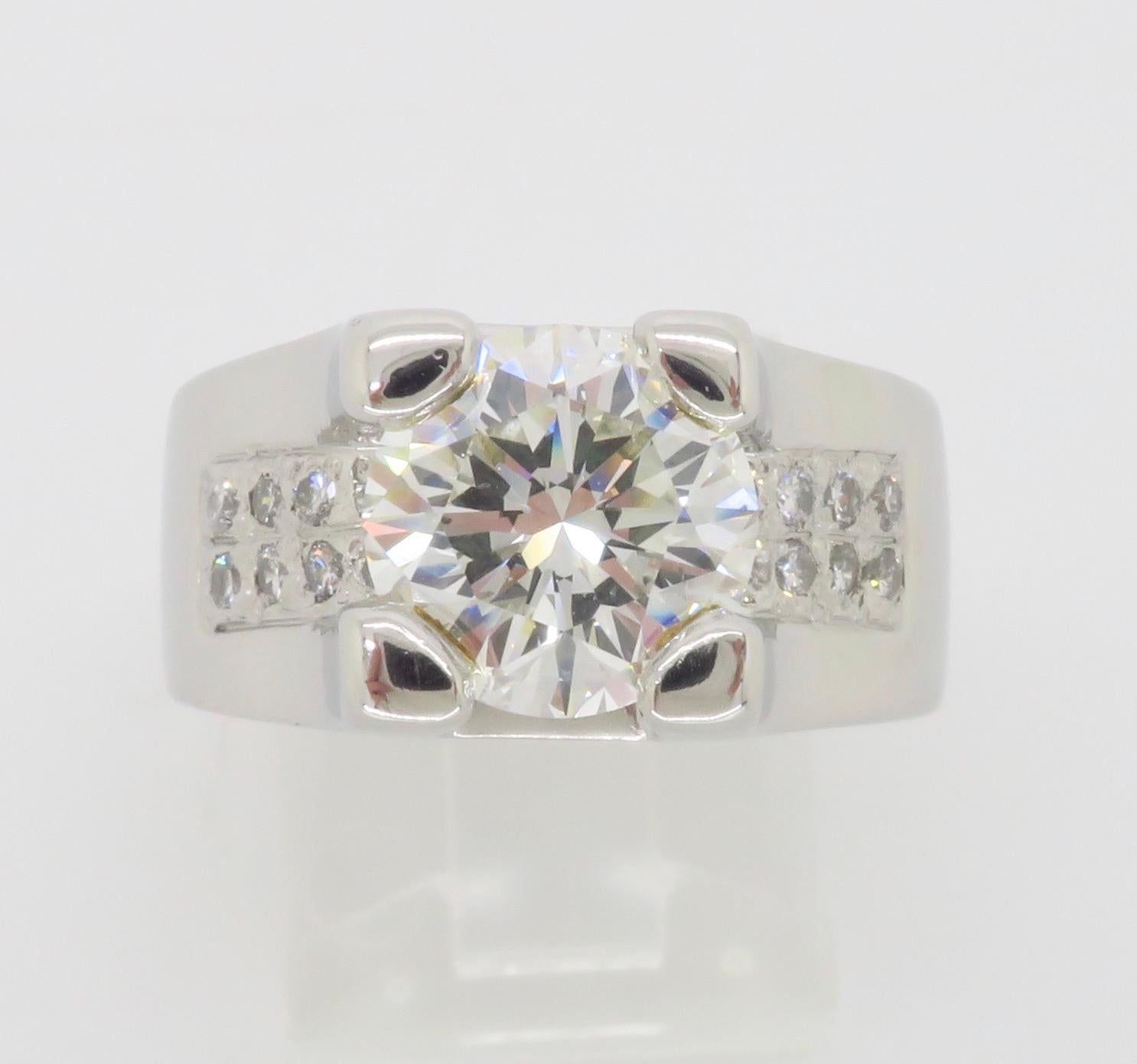 Stunning Custom 3.36CTW Diamond Platinum Ring For Sale 11
