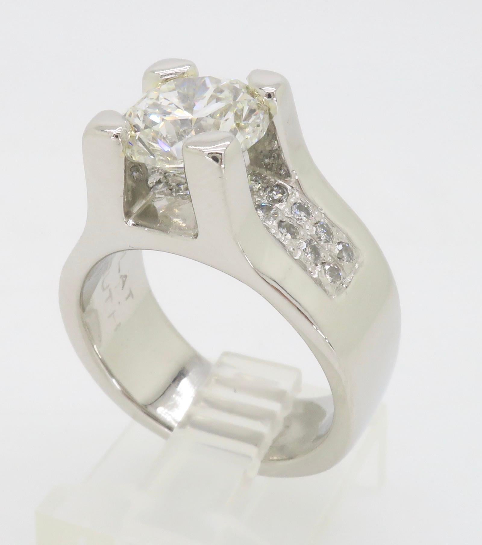 Stunning Custom 3.36CTW Diamond Platinum Ring For Sale 12